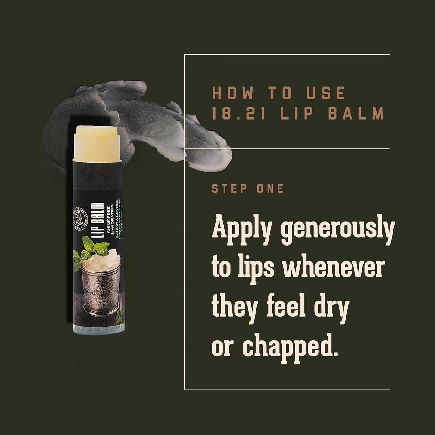 18.21 Man Made Lip Balm - Mint Julep Flavor, Lip Protectant Hydrates & Moisturizes with Beeswax, Cocoa Butter & Vitamin E - For chapped and dry lips