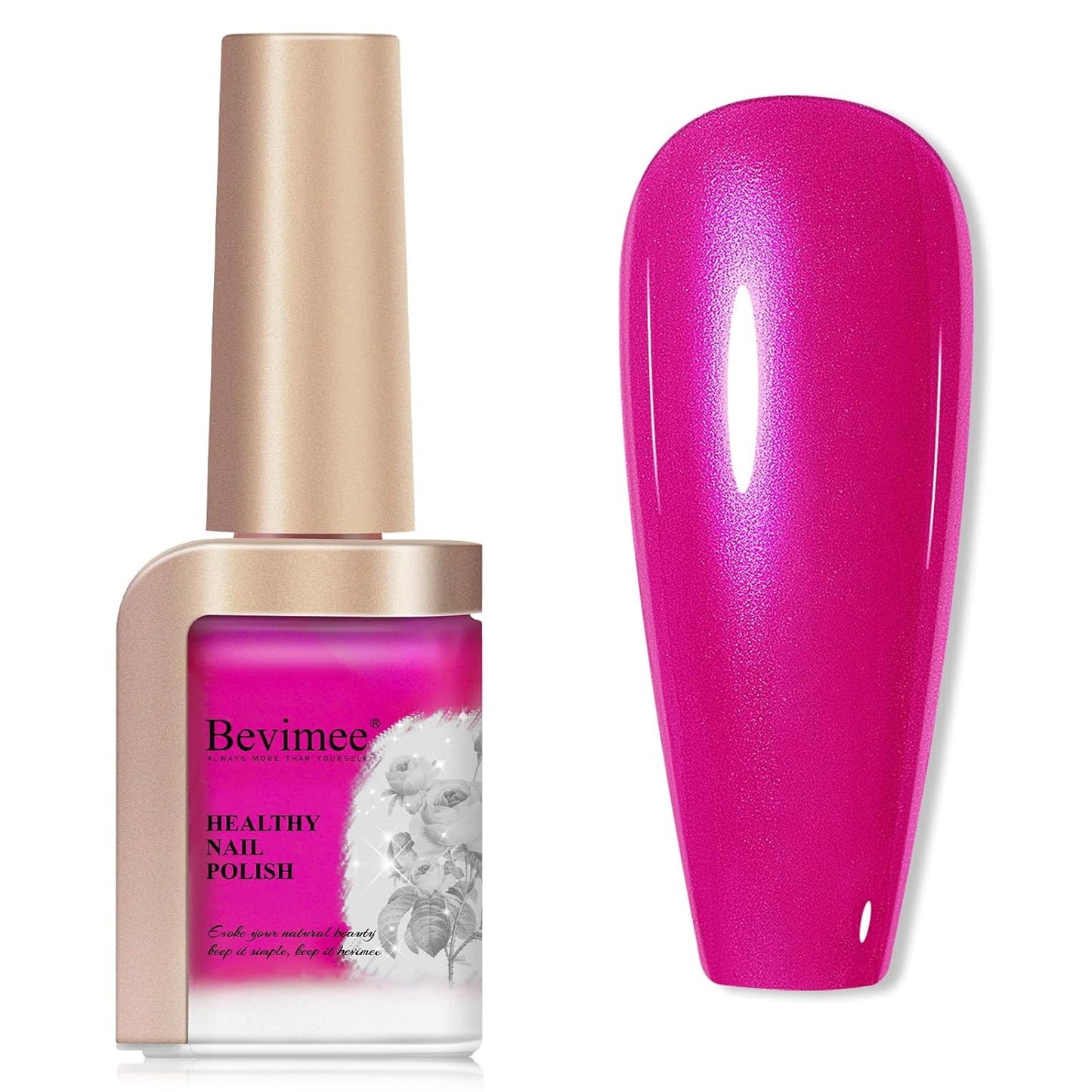 Nail Polish Quick Dry, Rose Hot Pink Nail Lacquer Nail Art Polish Non-Gel Air Fast Drying, Shimmer Pink Nail Pigment High Coverage Fingernail Concealer Polish, 1PC 12ML Long Wear