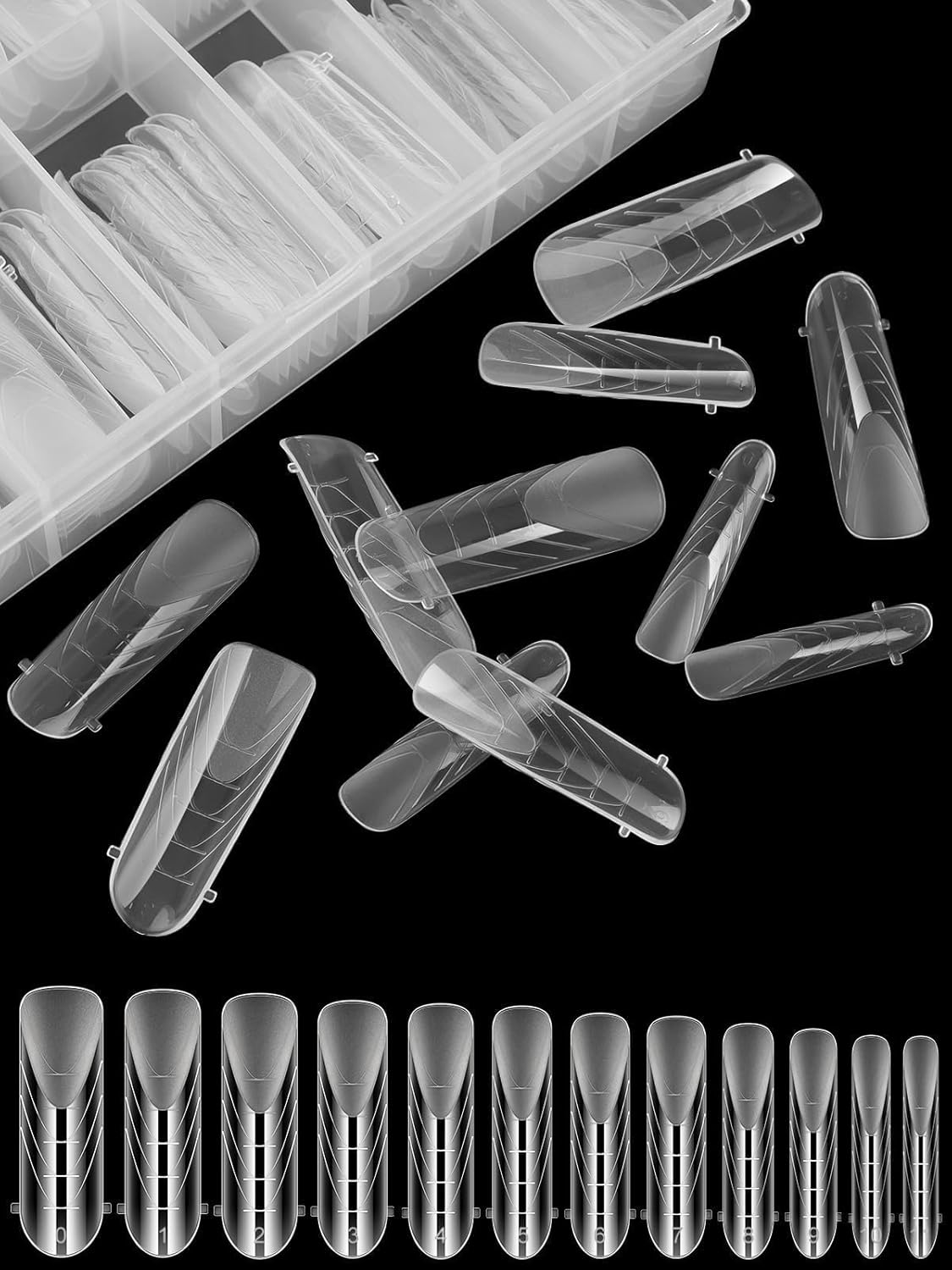 EBANKU Dual Forms for Poly Nail Gel 120CS Ballerina Dual Nail Forms Molds Acrylic Nail Tips Full Cover 12 Sizes for Builder Nail Gel Manicure Nail Art Design Salon DIY at Home