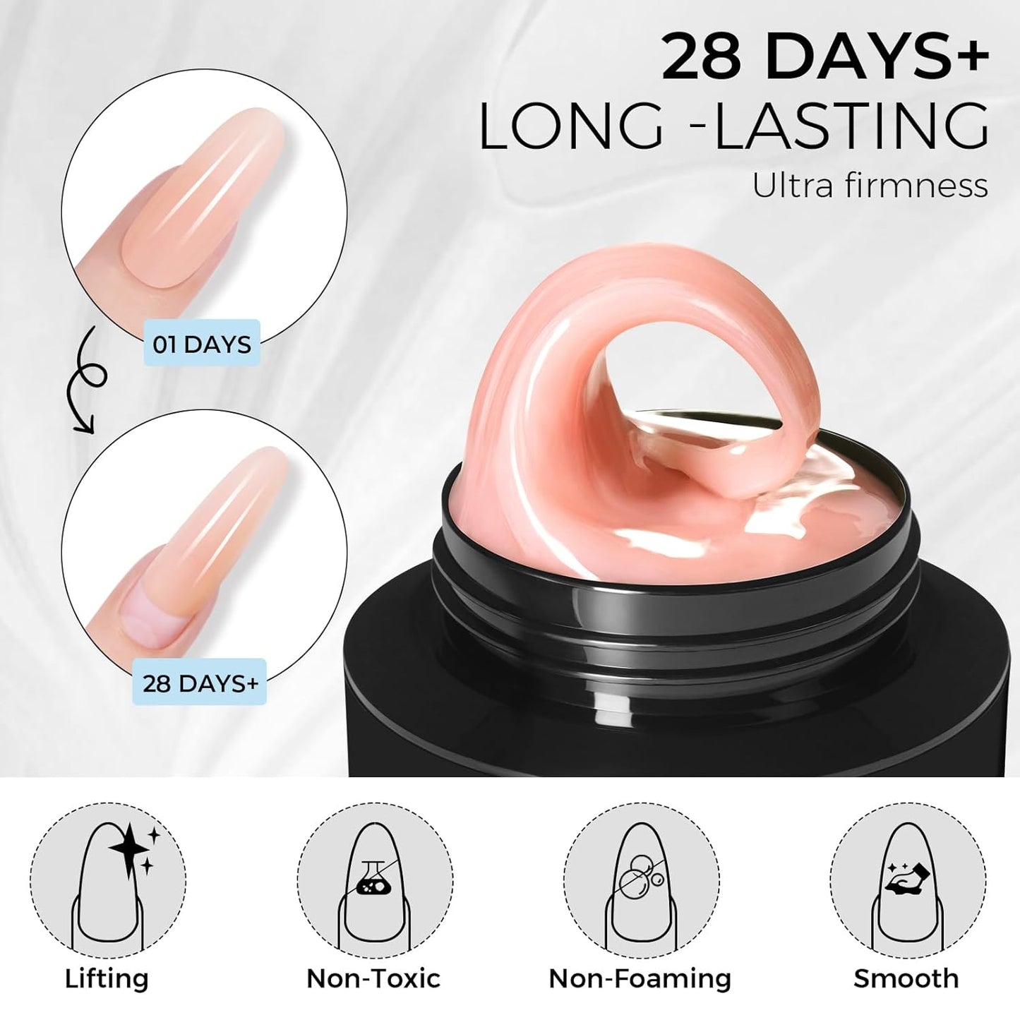 TOMICCA Hard Gel 3D Gel Nail Art Solid Builder Gel for Nails 50g 3D Nail Gel Sculpting Gel for Nail Art Non-Sticky Hand Hard Gel Carving Gel Nail Glue Extension Gel Nude