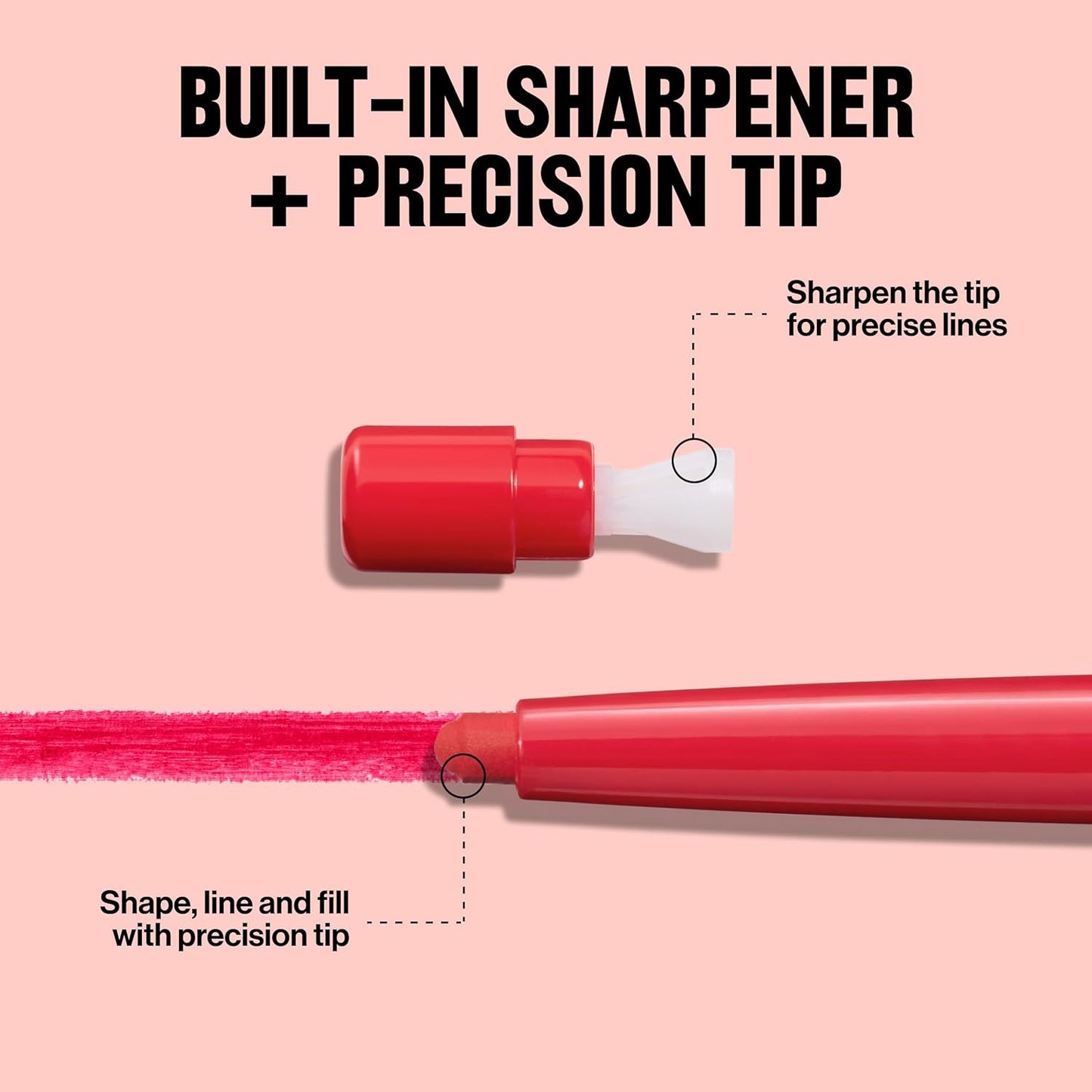 Revlon Colorstay Lip Liner Makeup with Built-in-Sharpener, Longwear Rich Colors, Smooth Application, 655 Rose, 0.01 oz