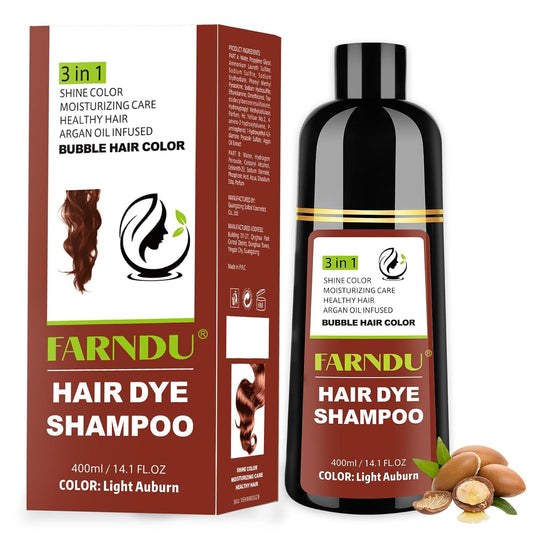 Light Auburn Hair Dye Shampoo for Women Men Gray Hair Coverage and Herbal Ingredients 3 In 1 Hair Color Shampoo