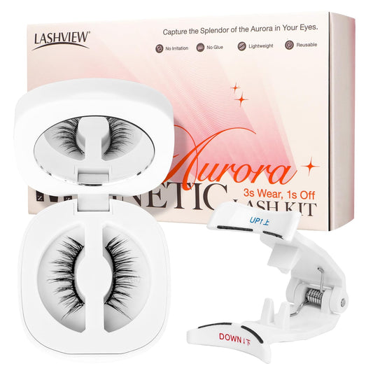 LASHVIEW Magnetic Eyelashes with Applicator,Reusable Soft Magnetic Eyelashes Natural Look, No Glue Needed RCM02-N