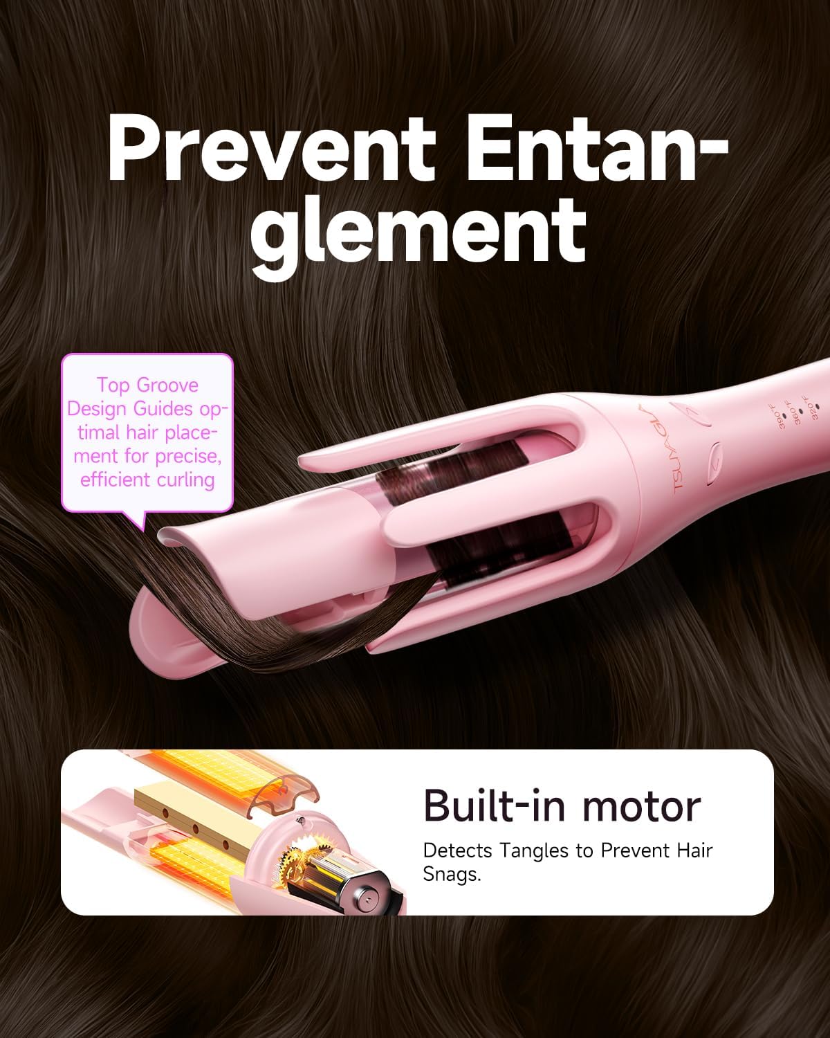 Automatic Curling Iron,1 1/4 Hair Curler with 3 Temperatures, 10S Fast Heating, 2-Way Rotation, 30 Min Auto Shut-Off, 500 Million Ionic, Anti-Scald-Tangle for Long Hair