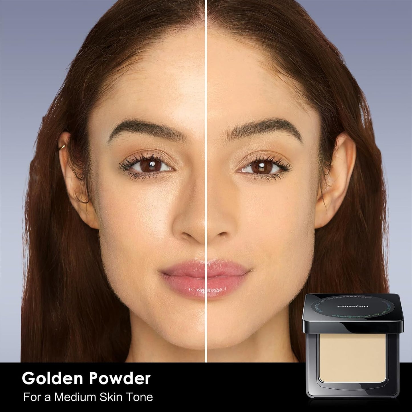 1.0 Waterproof Face Pressed Powder Compact, 24H Longlasting Oil Control Pressed Setting Powder Talc-Free Makeup, Shine Free, Poreless, Smooth, 01 Golden for dry&com skin (0.28Oz)