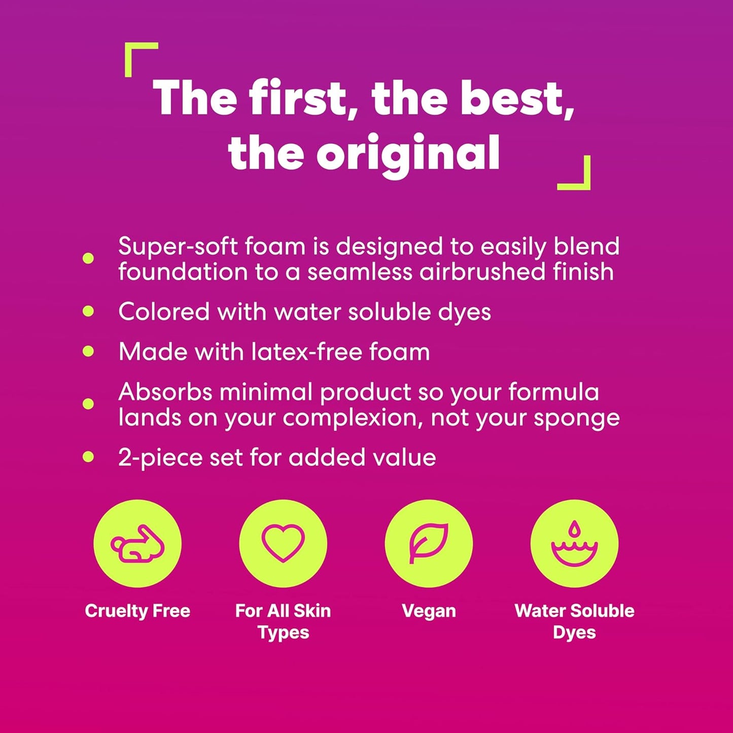 Beautyblender® | Original Pink Beauty Blender 2-Piece Bundle for Blending Foundations, Powders, and Creams, Super-Soft Foam for Streak-Free Application, Made in the USA, Reusable, Washable