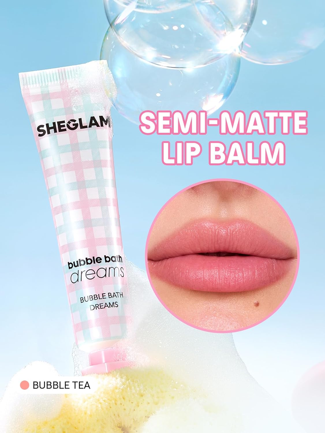 SHEGLAM Bubble Kiss Lip Balm Semi-Matte Nourishing & Hydrating Moisturizing Lip Balm - Bubble Tea