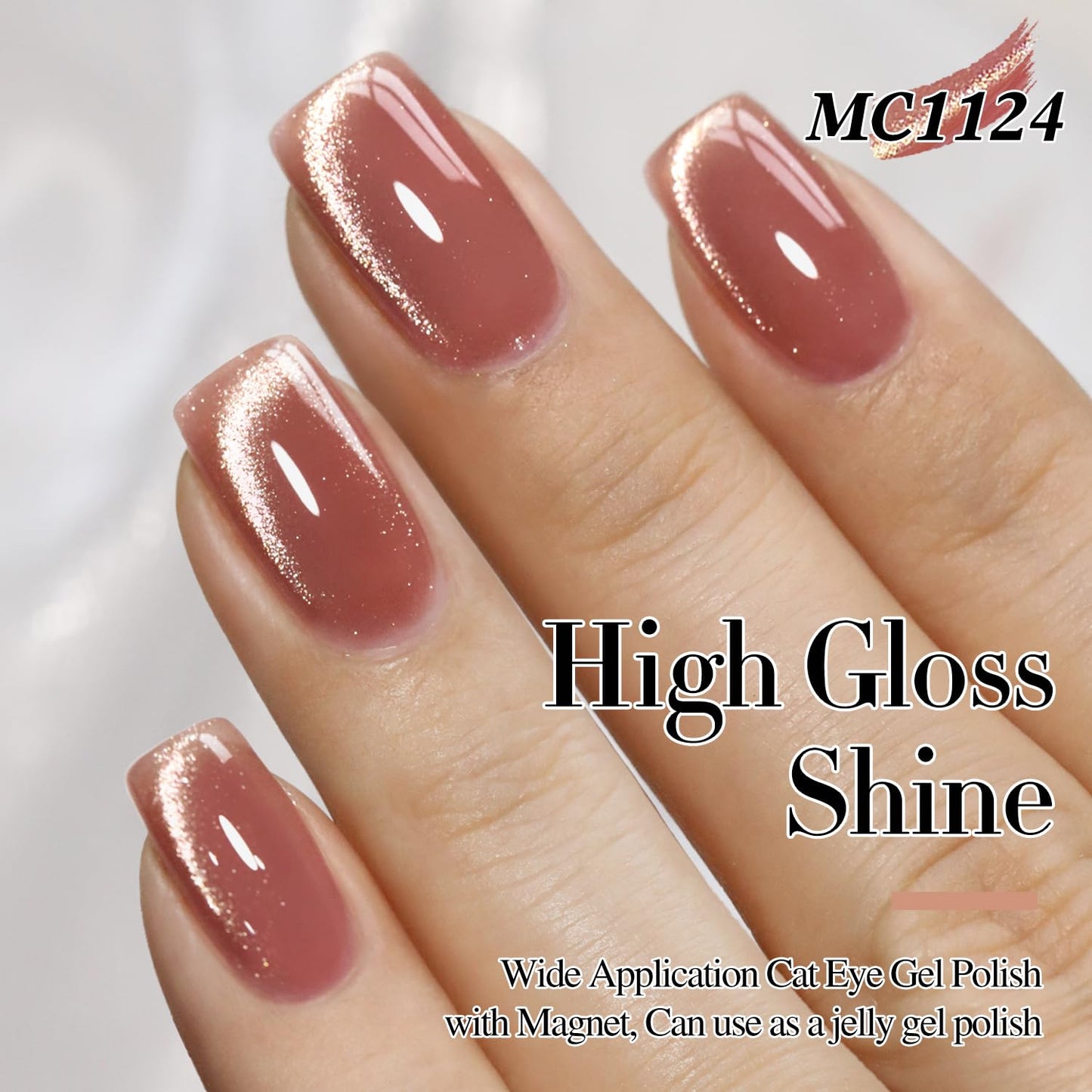 Double Rhythm 15ML Ice Glass Cat Eye Gel Polish with Magnet Holographic Glitter Shimmer Translucent Sheer Color Salon Soak Off Magnetic Nail at Home (Plum Purple-MC1124)