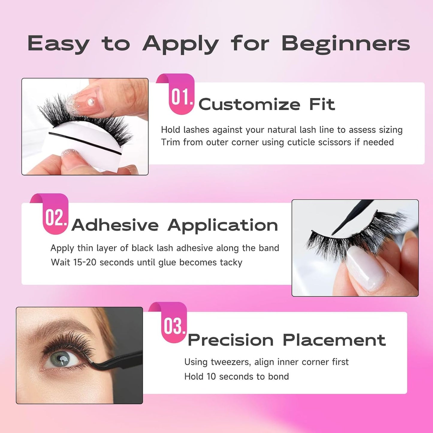 Dramatic Cat Eye Lashes - Fluffy Volume False Eyelashes with Lightweight Comfort, Easy Apply Winged Style (8-16mm), Reusable Glam Lashes for All Eye Shapes, 7 Pairs Full-Strip Lashes