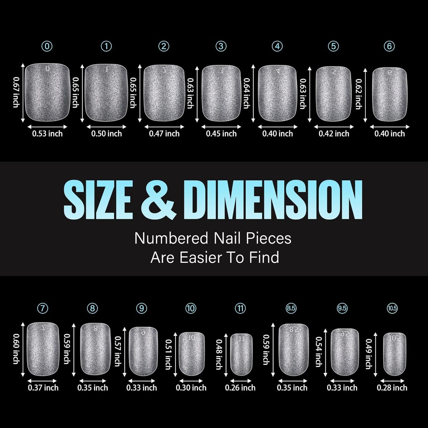 TOMICCA Extra Short Square Nail Tips, 240Pcs Acrylic Full Cover False Press on Nails Tips, 15 Sizes Pre-shaped Double-sided Matte Gel Fake nails for Extension