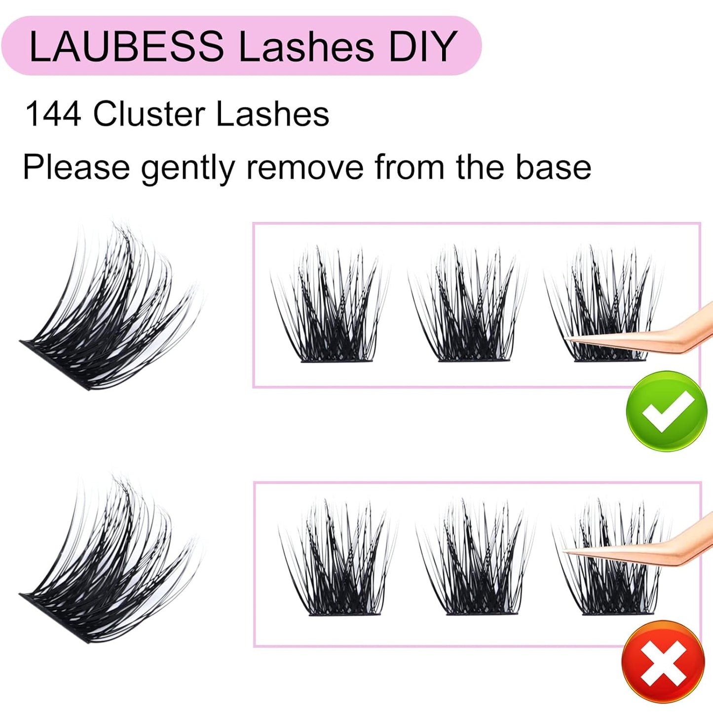 Lash Clusters Kit LAUBESS DIY Lash Extension Kit Lash Bond and Seal Waterproof Lash Glue Remover Tweezers Brush Cluster Eyelash Extensions Kit Eyelash Clusters (Kit 03-D-Mix8-14)