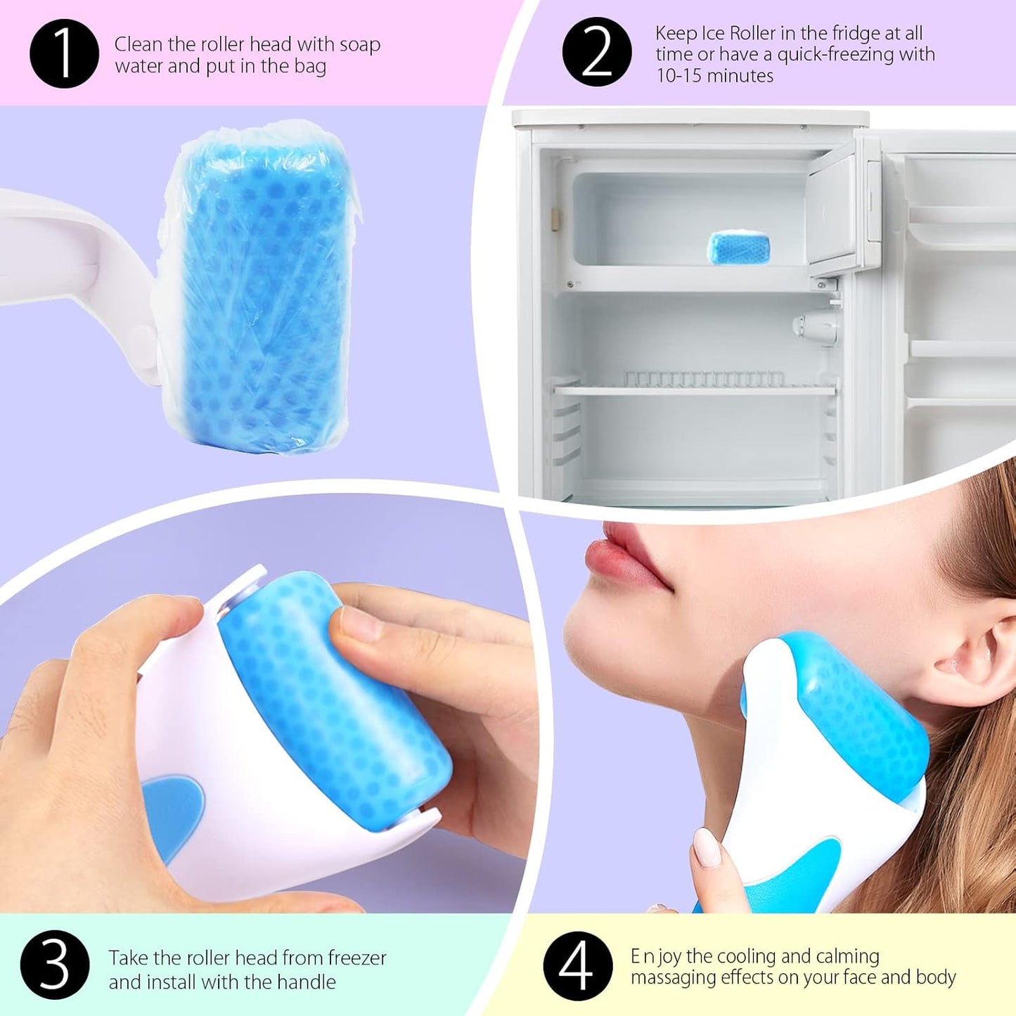 Teenitor Blue Ice Roller for Face, Ice Face Roller, Face Massager Tool, Puffiness Migraine Pain Relief and Minor Injury, Face Roller Skin Care