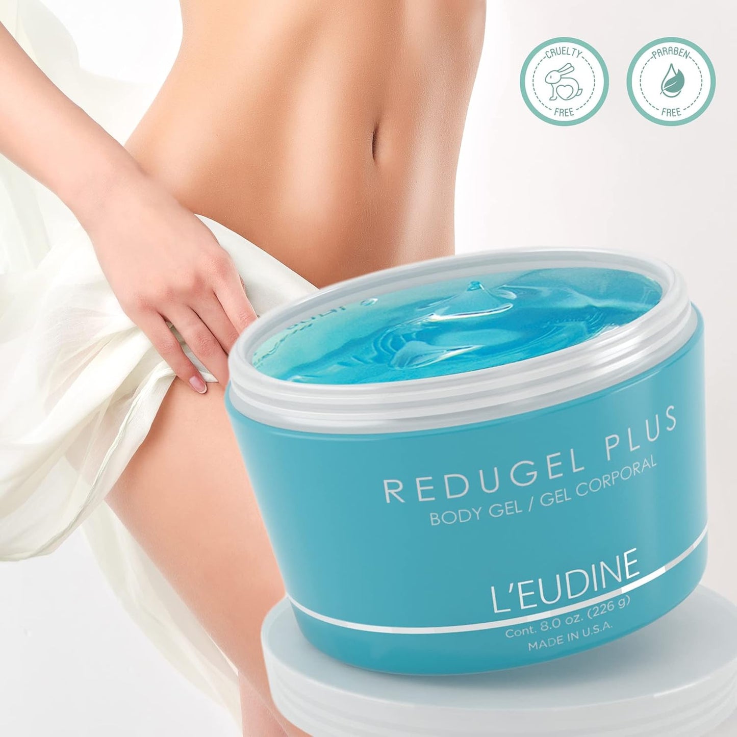 L’EUDINE Redugel Plus Skin Tightening Cream – Pack of 3 – 8oz Anti Cellulite Cream with Mint Oil, Field Horsetail, Marine Algae, Maca Extract – Powerful Non-Greasy Formula – Firming and Toned Skin
