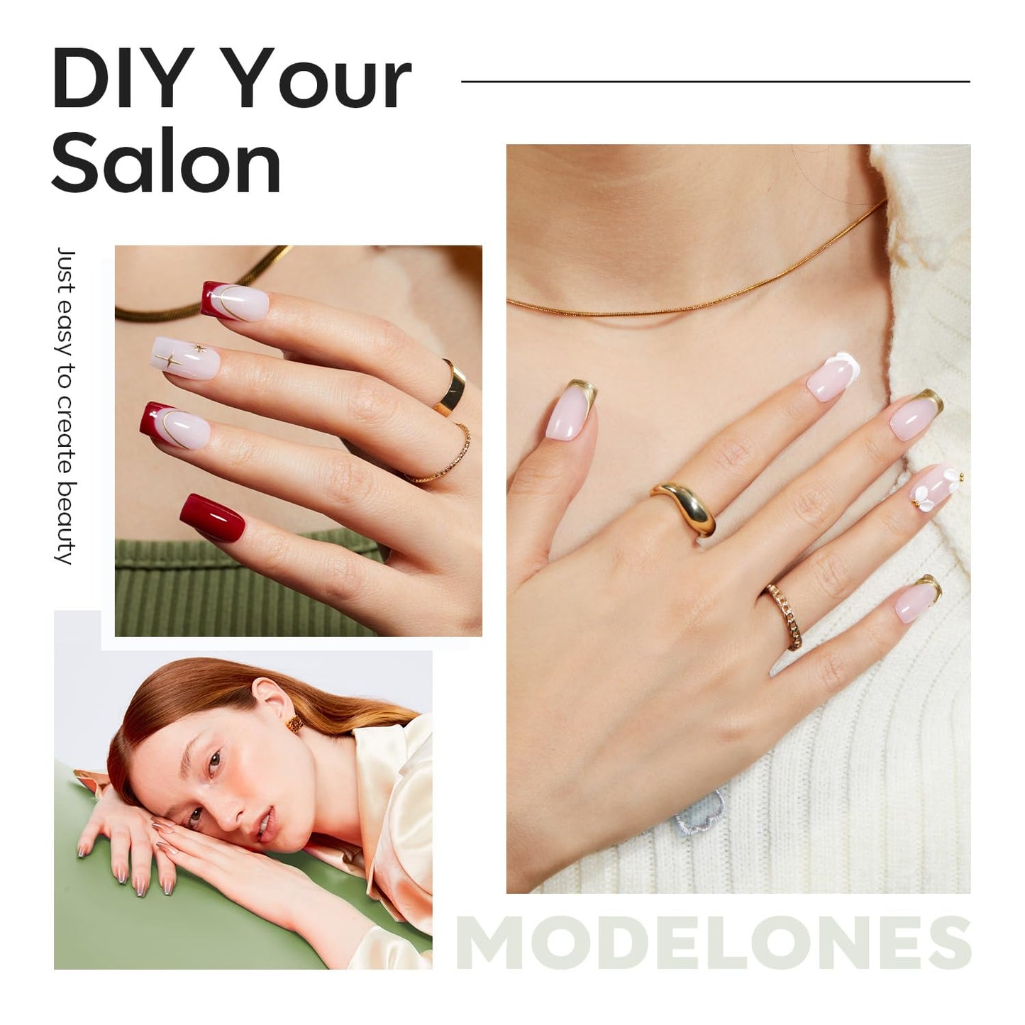 Modelones Short Square Fake Nail Tips - 510Pcs Gel Tips Pre-shaped Half Matte Full Cover Clear Acrylic Gel Kit False Press on Nails for Extension DIY Salon 15Sizes