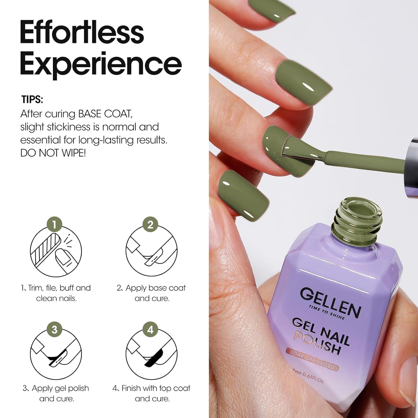 Gellen Green Gel Nail Polish 18 ML Sage Green Nail Gel Polish Soak off UV LED Nail Lamp Emerald Nail Polish for Fall Winter Salon DIY Nail Art Manicure at Home Holiday Gift for Women, 0.61 Fl Oz