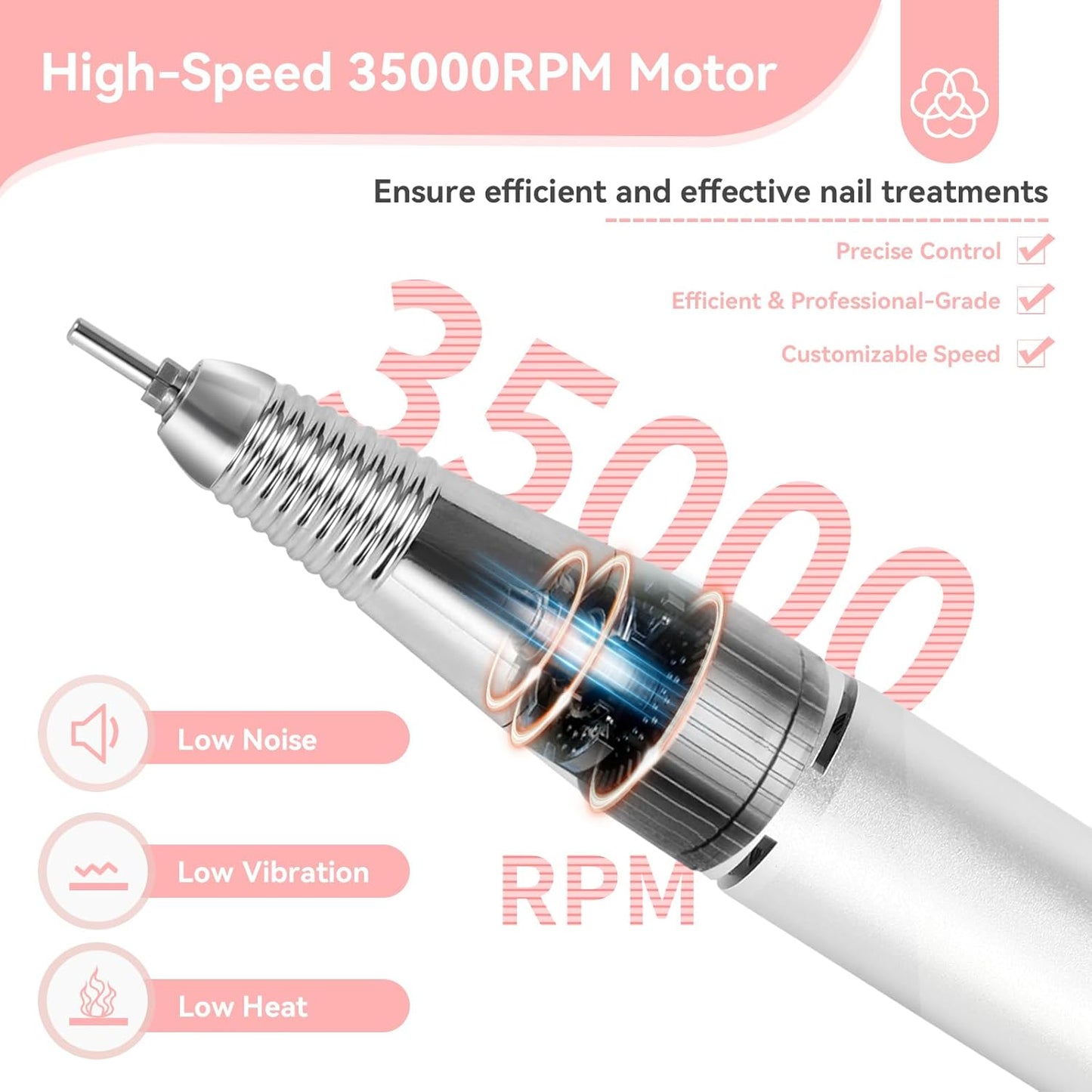 SAVILAND Professional Nail Drill – 35000 RPM Electric Nail Drills for Acrylic Nails with Ceramic Corn Head Nail Drill Bits Professional for Nails Manicure Tools and Pedicure Kit