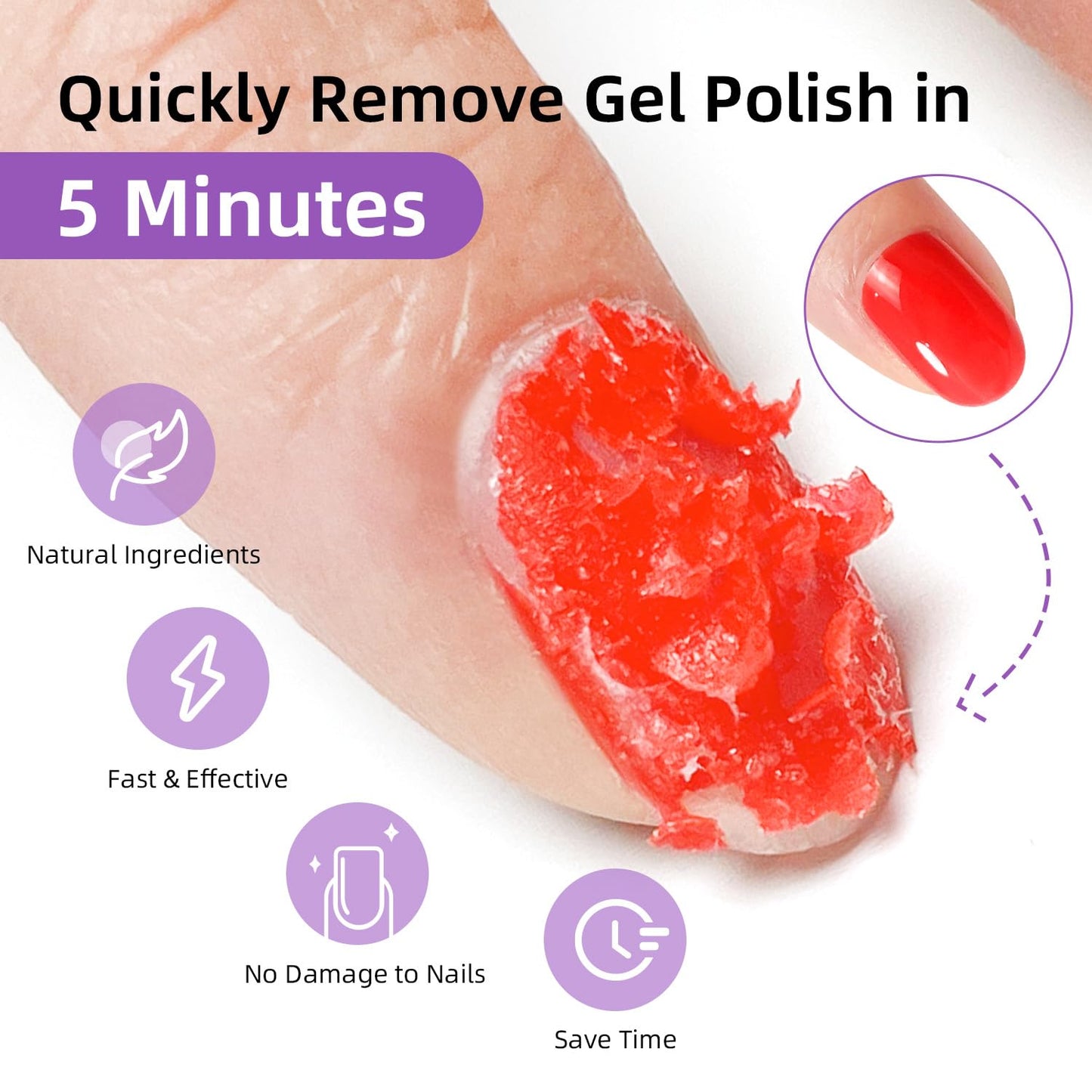 JODSONE Gel Nail Remover 16.5ml No Need Soaking or Wrapping for Nails 3-5 Minutes Effective Gel Nail Polish Remover for Quick And Easy Removal At Home