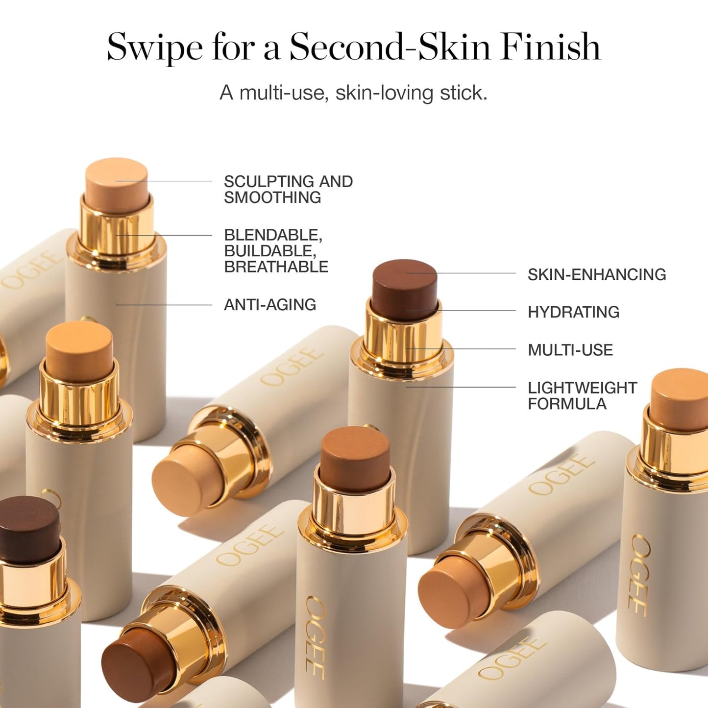 Ogee Sculpted Complexion Foundation Stick (Banyan 2.75W - Medium Light, Golden Undertones) Full Coverage Foundation Makeup - Instantly Balance & Even Complexion - 70% Organic Ingredients
