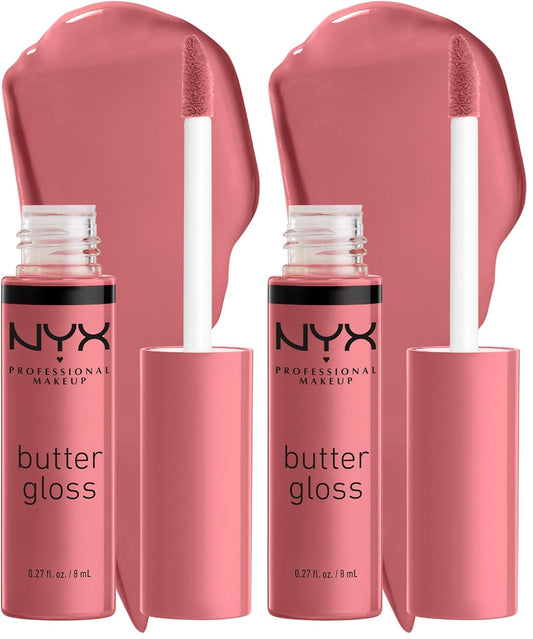 NYX PROFESSIONAL MAKEUP Butter Gloss, Non-Sticky Lip Gloss - Tiramisu (Brown) (Pack of 2)