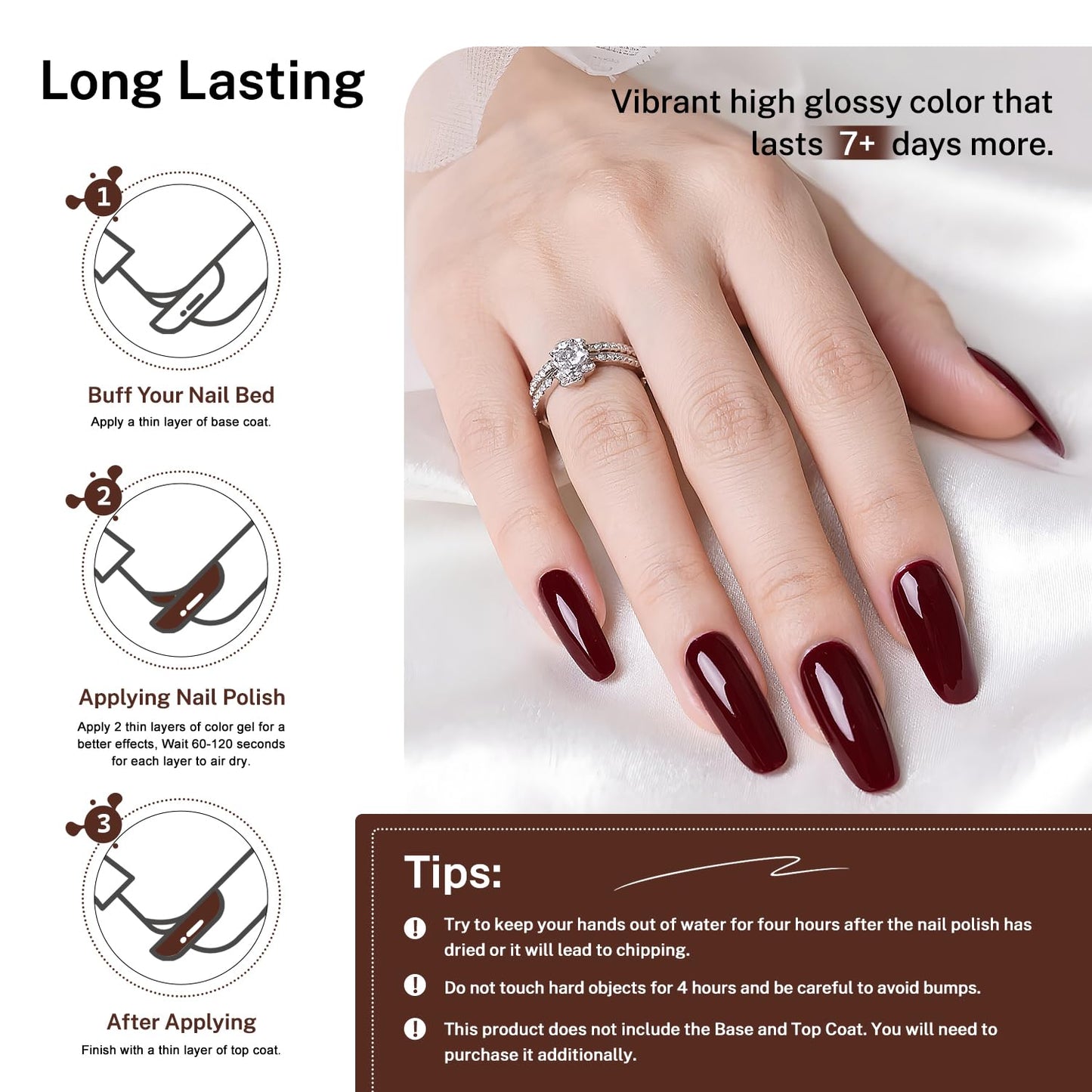 16.5ml Brown Nail Polish Large Volume Quick Drying Nail Polish, Fast Drying and Long Lasting Color Nail Art DIY Home Manicure Gift for Women