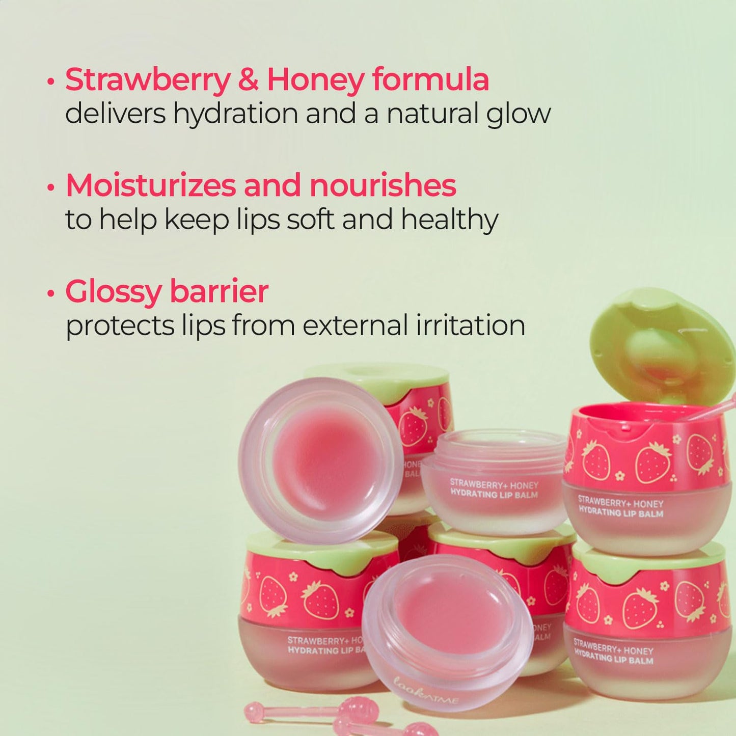 Look At Me Cherry Watermelon Dewy Tinted Lip Balm, Strawberry and Honey Extracts Natural Ingredients, Korean Skin Care, Long-Lasting Moisture, Gifts For Women (0.2 fl.oz.)