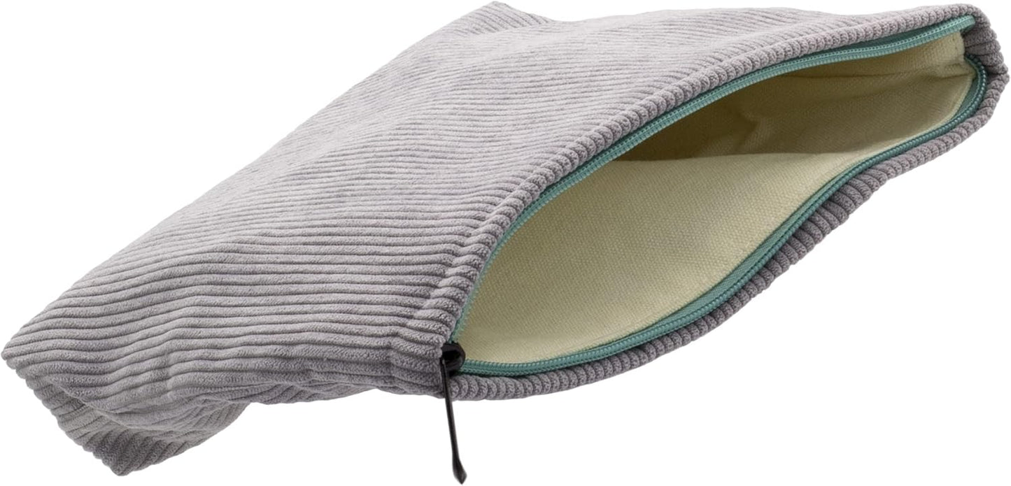 PAZIMIIK Makeup Bag Large Zipper Corduroy Make Up Pouch for Purse Travel Canvas Cosmetic Organizer for Women Brush Storage,Grey