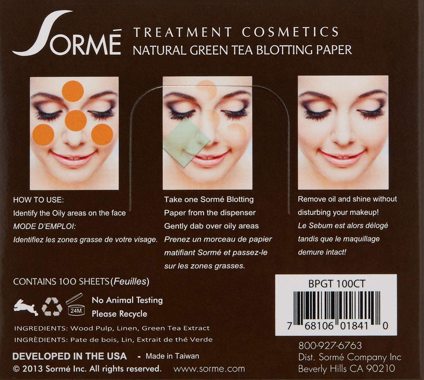 Sorme' Treatment Cosmetics Blotting Paper, Green Tea, 0.5 oz.