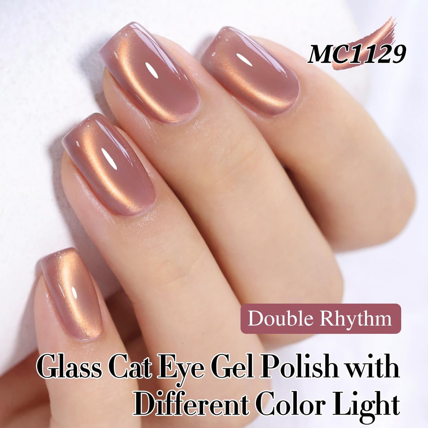 Double Rhythm 6 Colors Cat Eye Gel Polish Set Shimmer Glitter with Magnet Holographic Reflective Magnetic UV Nail Art Kit (6-Kit 43)