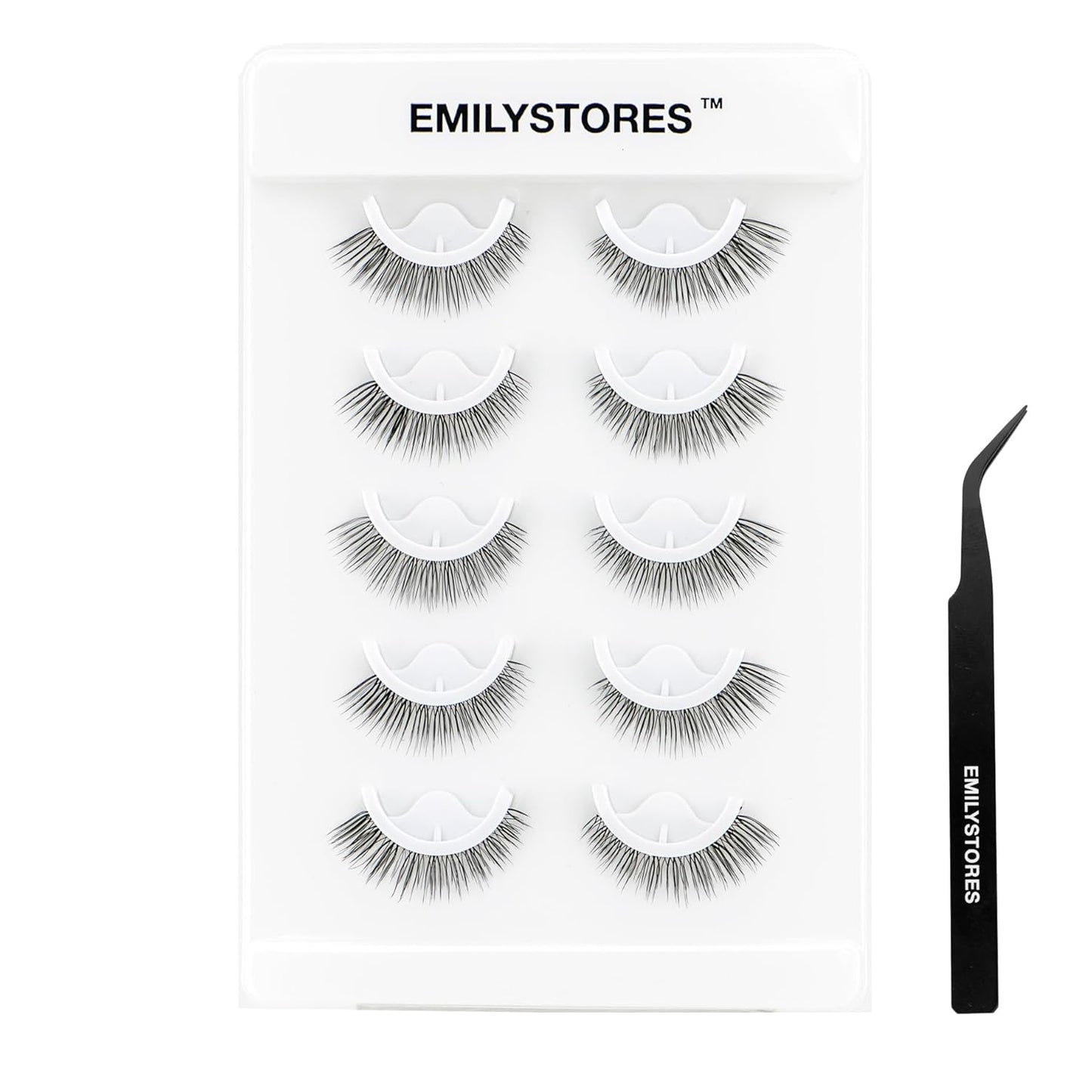 False Eyelashes, 5 Pairs Wispy Light Pre-Glued Self Adhesive Lashes with Applicator (DLP01)