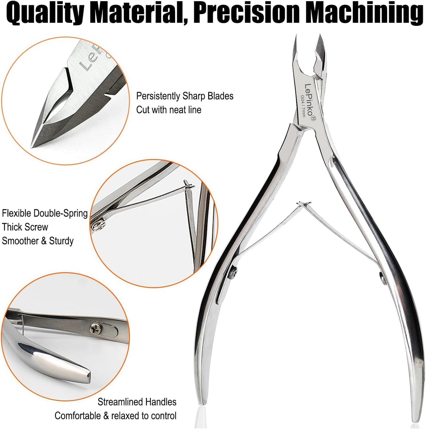 LePinko Professional Cuticle Trimmer kit, Super Sharp Dead Skin Clipper, Labor-saving Cuticula Remover for Fingernail Toenail, Manicure Pedicure Tool for Women Men, Home Salon Use, 5mm Jaw