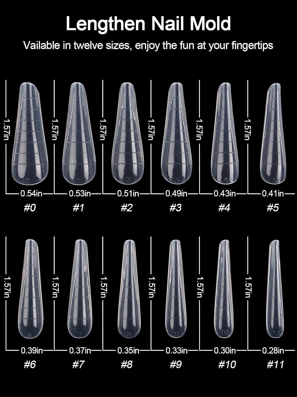 EBANKU 120Pcs Dual Nail Forms for Poly Gel - Extension Stiletto Almond System Mold, False Tips for Builder Gel Art Design Salon & DIY - 12 Sizes