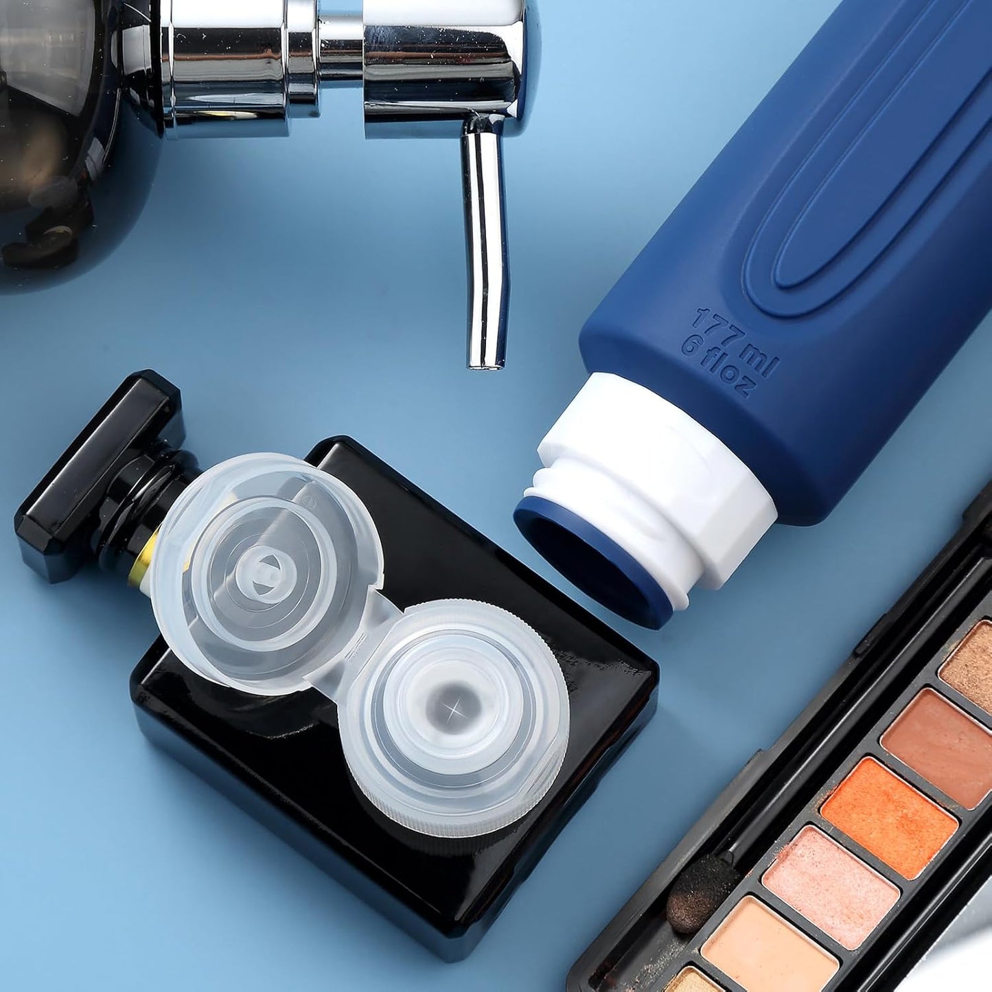 Travel Bottles for Toiletries, Large 6oz Oversize Containers, BPA Free Leak Proof Tubs Refillable Liquid Traveler Accessories with Toiletry Bag for Cometic Shampoo and Lotion Soap (4 Pack)