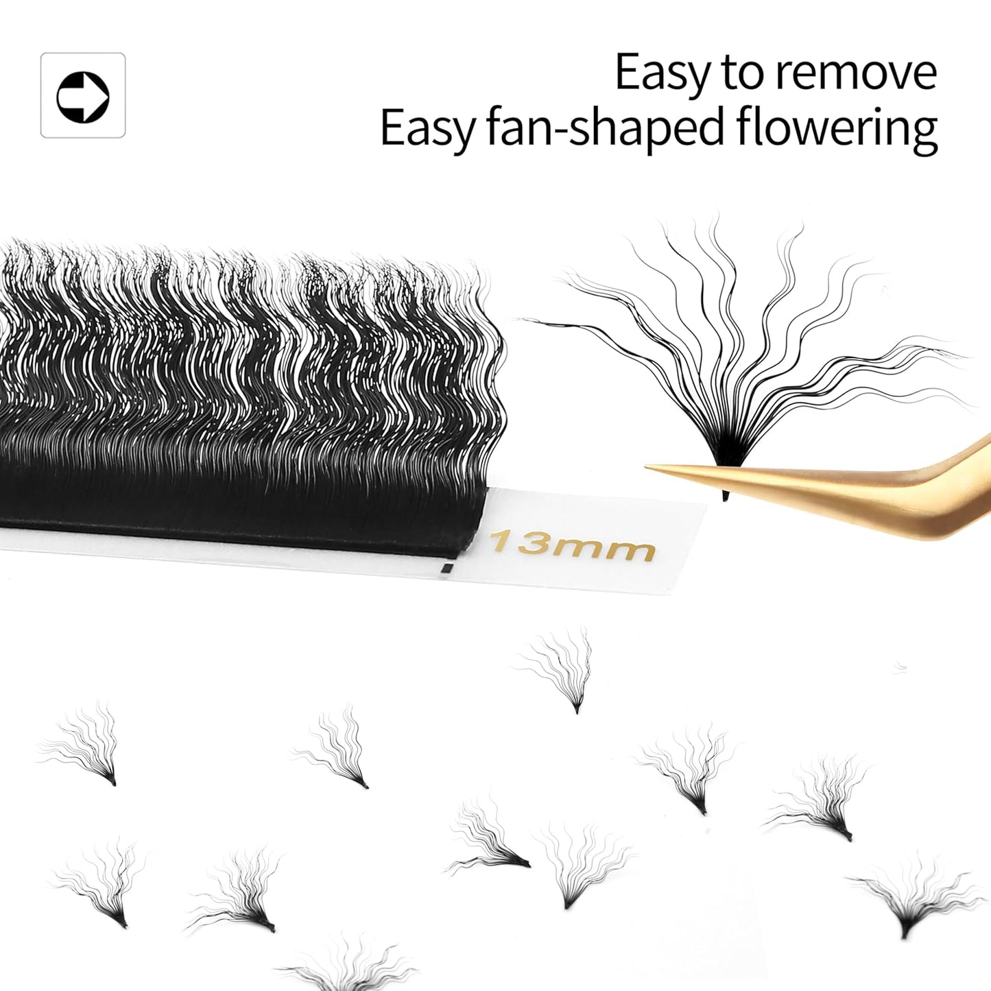Lash Extensions Wool Curly Eyelash Extensions 0.07mm Thickness C Curl Mix 8-15mm Easy Fan Lashes Premade Fans Volume Lashes Matte Black Crisscross(Wool Curly,0.07-C,8-15mm)