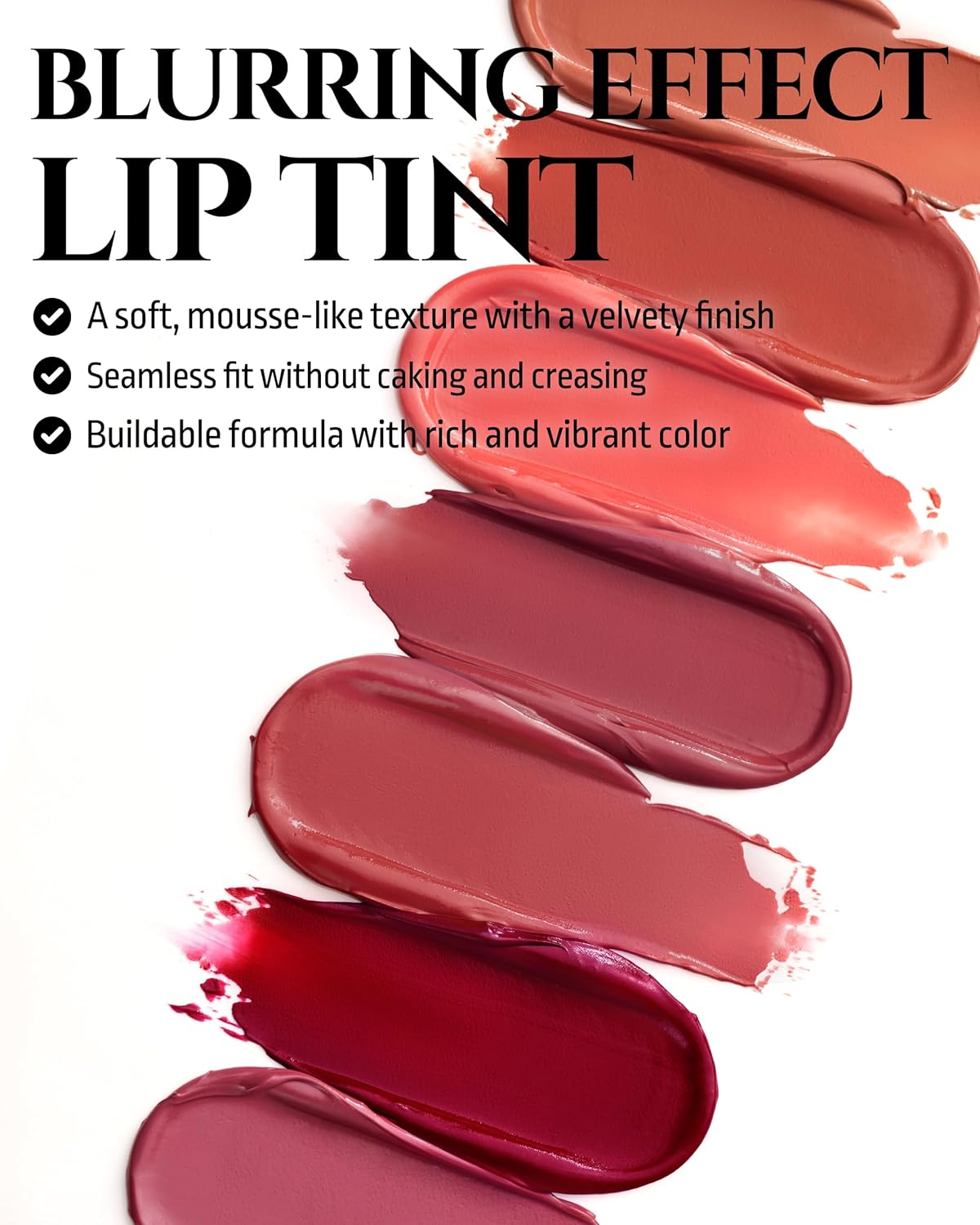 HEVVYMAKEUP Blurring Effect Lip Tint - Airy Velvet Matte Lips - Vegan, Longwear, Vibrant, Buildable Creamy Soft Texture - Korean Lip Makeup, Burnt Pumpkin, 0.13 fl.oz.