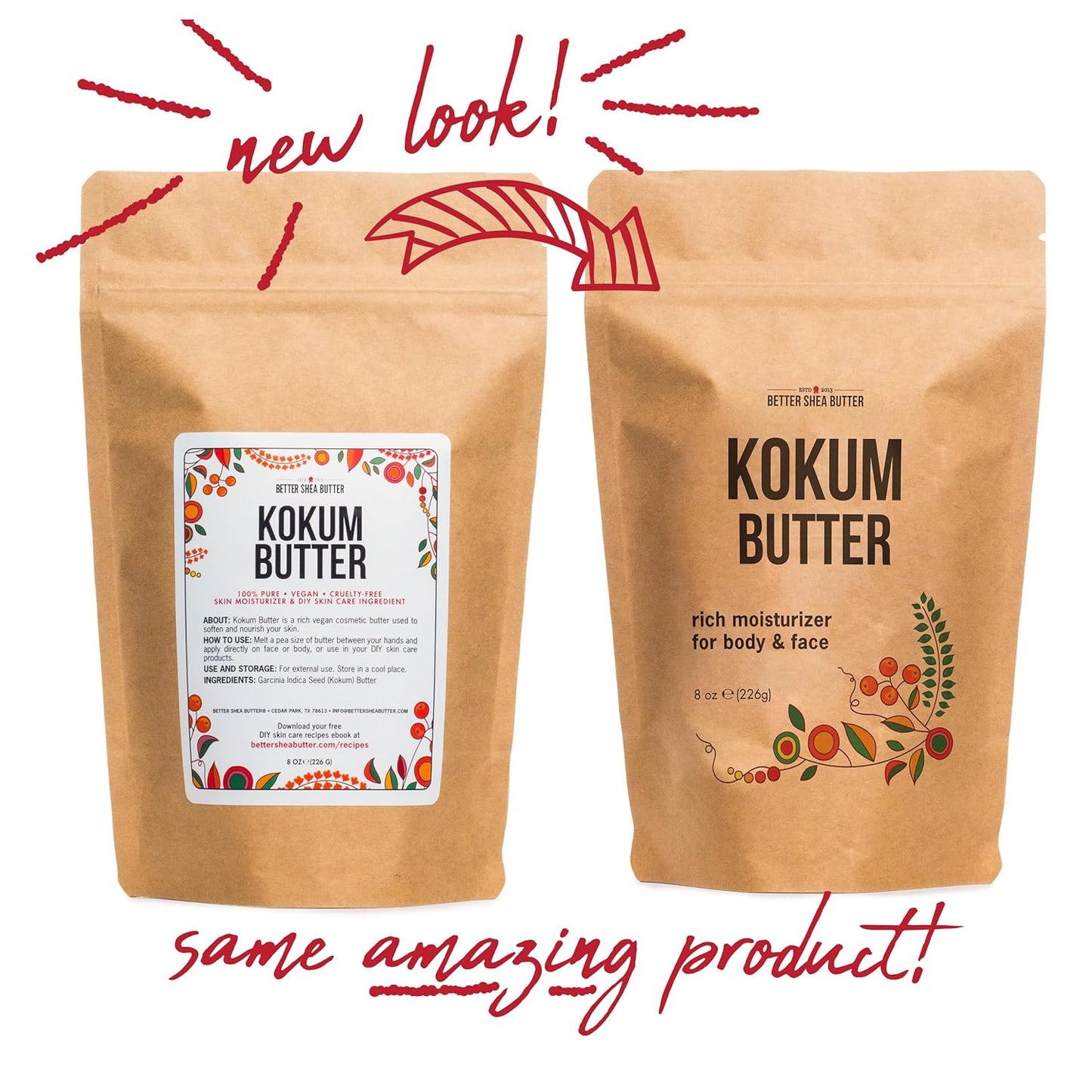 Raw Kokum Butter Unrefined - Body Butter Bar for Soap Making and DIY Skin and Hair Care Products - Pure, Unscented Moisturizer for Lotion Base - 8 oz Block