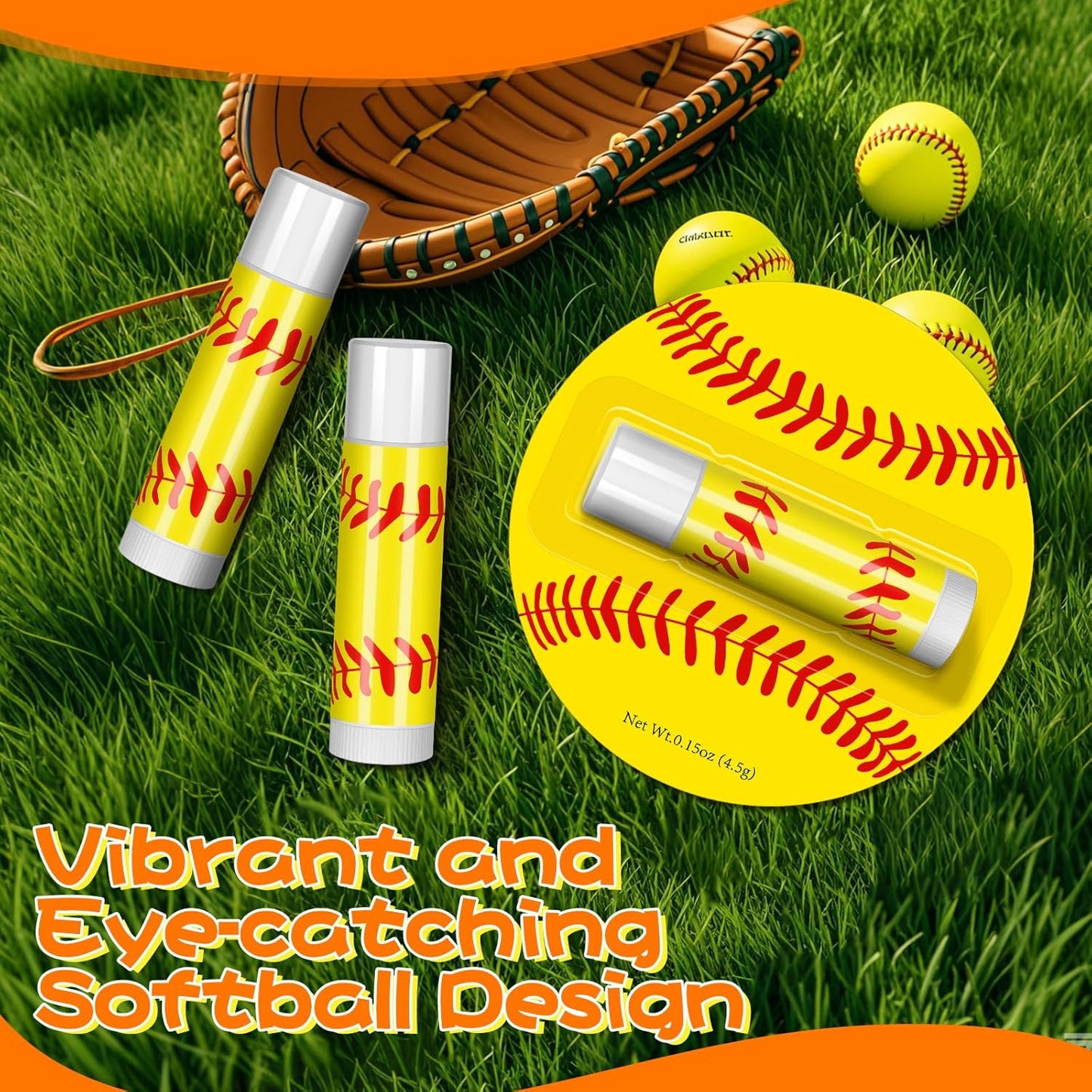 12Pack Softball Lip Balm for softball theme party Bulk Gifts,Beeswax Moisturizing Lip balm,Vanilla Flavor Plumping Chapstick for softball Team Girls kids Men Women Sports Lovers
