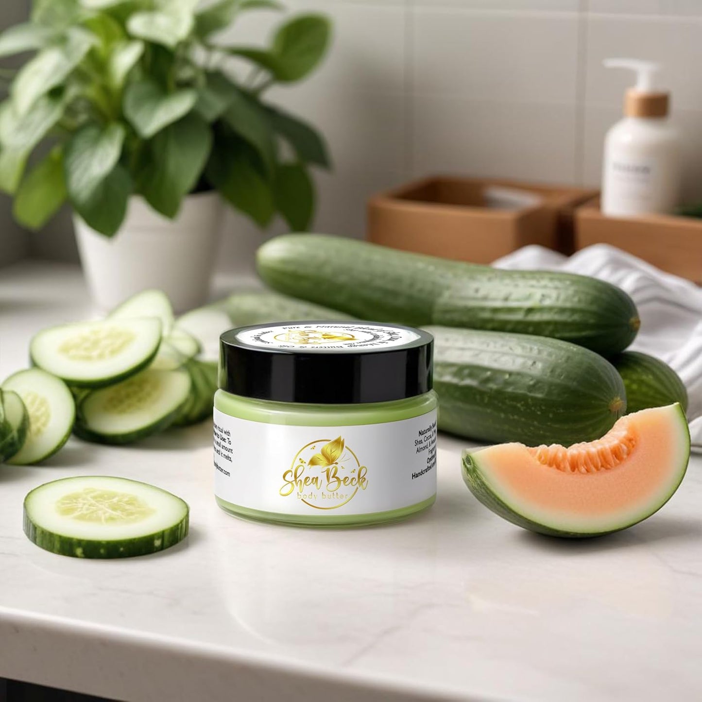Body Butter Blend: Natural Shea, Cocoa, & Mango w/Jojoba Oil for Radiant Skin and Beard | Moisturizing (8 Oz, Cucumber Melon (Our version of))