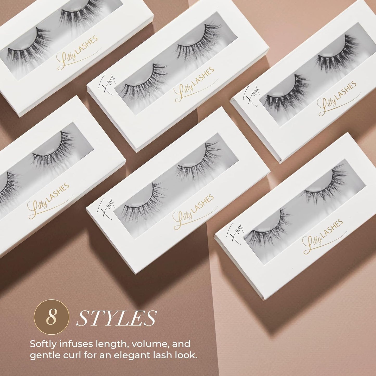 Lilly Lashes Mykonos Lite in Faux Mink, Strip Lashes, Natural Lashes, Reusable False Lashes Natural Look, Lash Strips with Luxury Silk Like Fibers, No Lash Glue Included