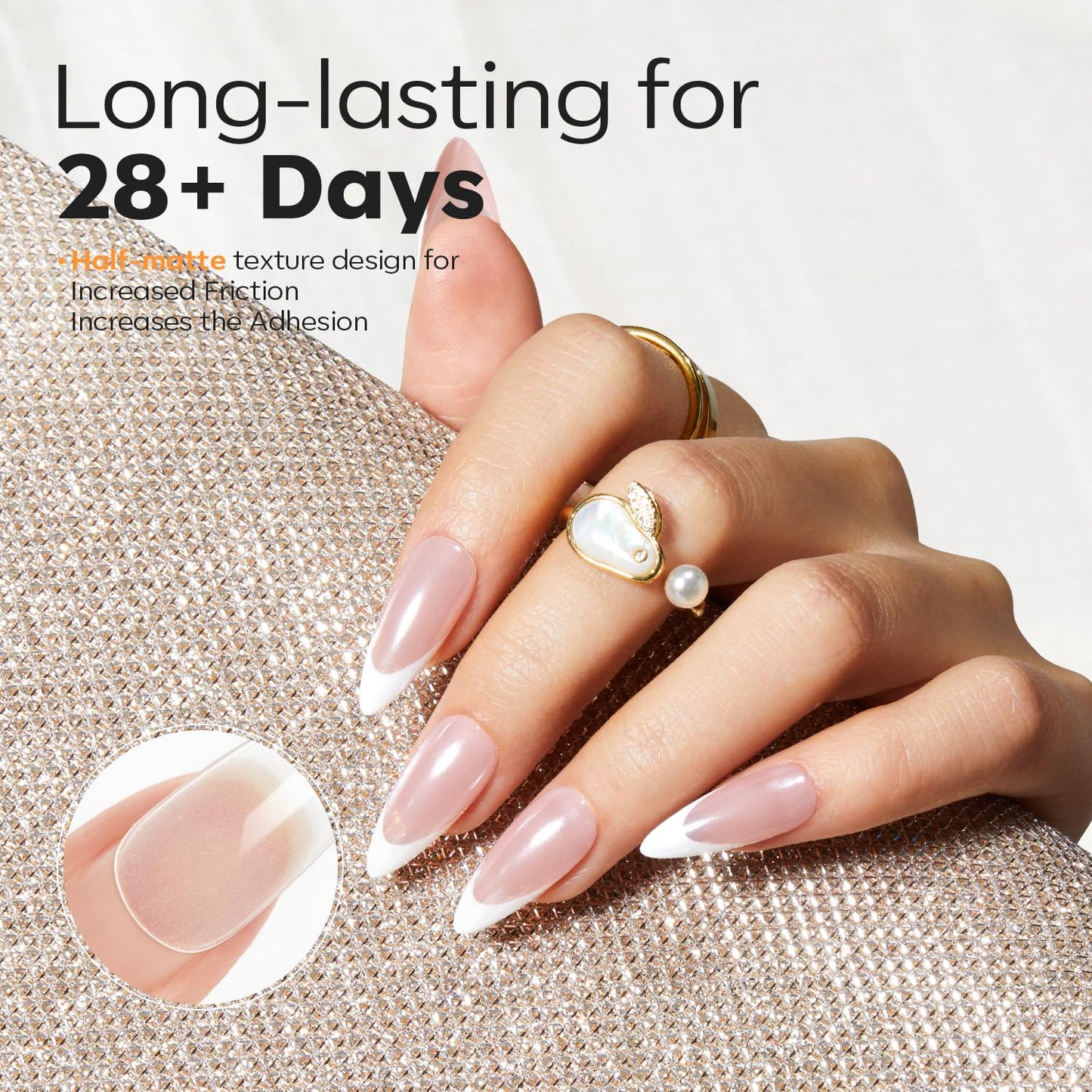 Modelones Medium Stiletto Fake Nail Tips - 510Pcs Gel Tips Pre-shaped Half Matte Full Cover Clear Acrylic Gel Kit False Press on Nails for Extension DIY Salon 15Sizes