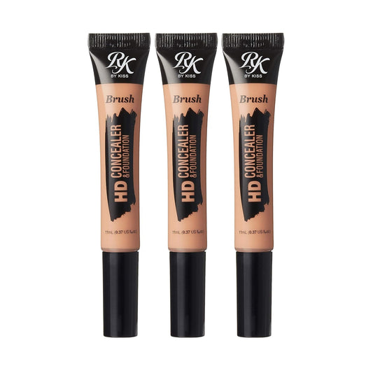 Ruby Kisses HD Concealer & Foundation Brush Flawless Full Coverage Face Makeup Lightweight Highlighter Long Lasting Under Eye Conceals Contour Corrector (Warm Sand)