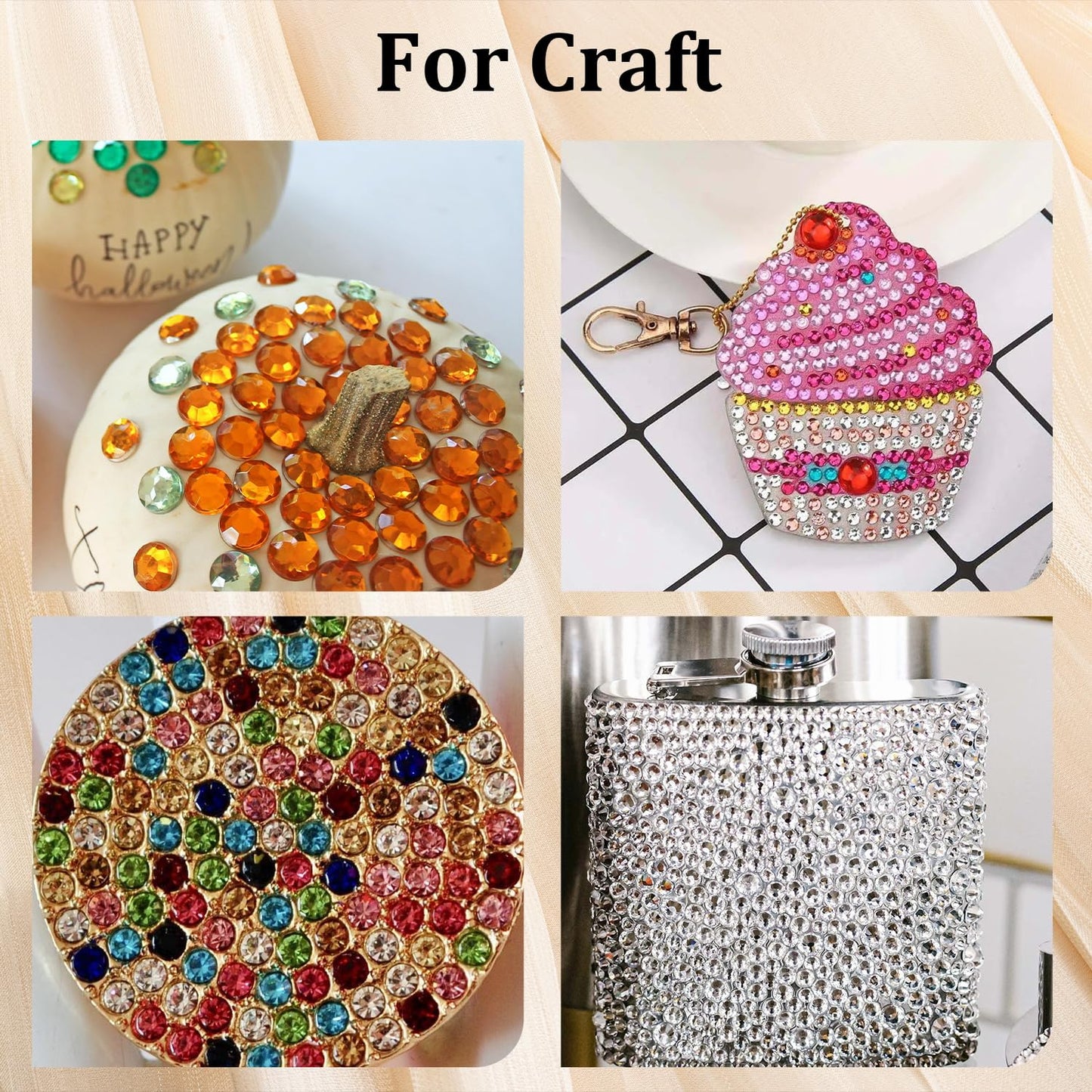 Colorful Face Gems for Makeup Set, Flatback Gorgeous Charming Clear Glass Gems with Picker Pencil, Makeup Glue, Tweezer for Eye Body Hair Make-up and Nail Art Deco