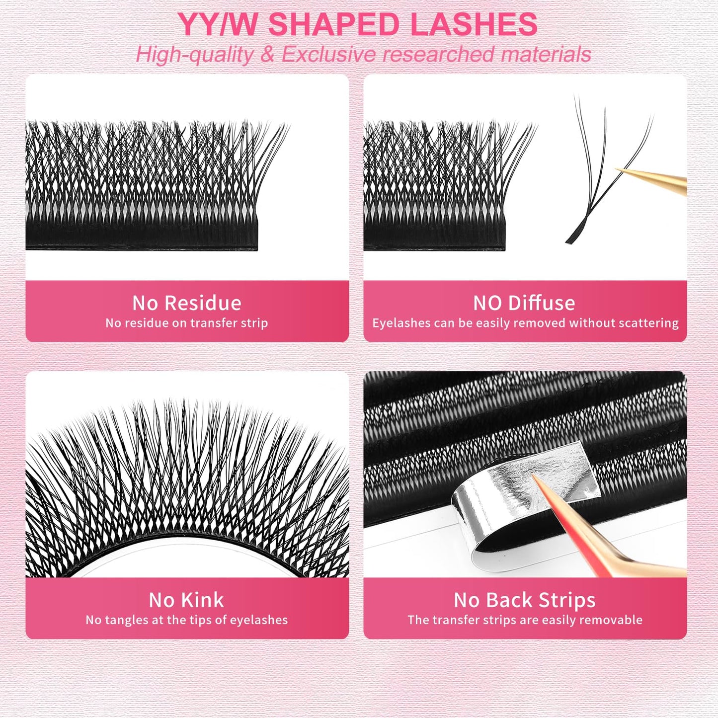 Lash Extensions Double Tips 3D Eyelash Extensions W Shape 0.07mm Thickness D Curl Mix 8-15mm Premade Fans Easy Fan Volume Matte Black Crisscross Eyelashes(W-3D-Double Tips-0.07-D,8-15mm Mix)