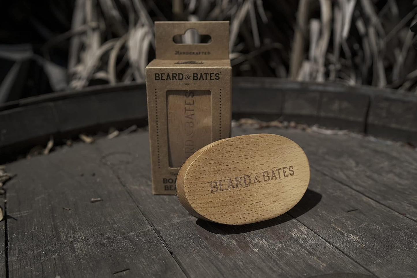 Beard & Bates Boar Bristle Beard Brush | Handcrafted, Large Full Size, Firm Bristles, Beech Wood Handle