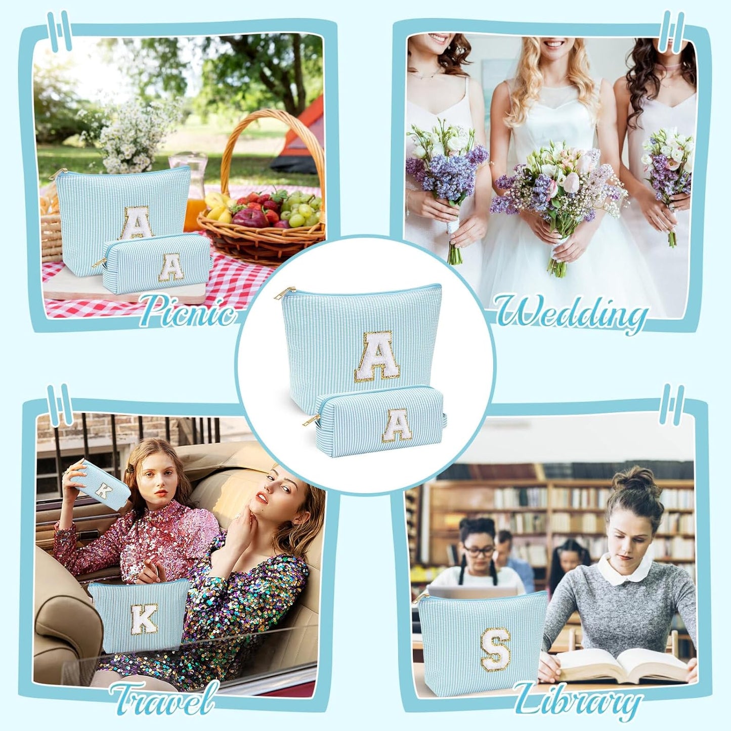 YOOLIFE Personalized Mothers & Graduation Gifts - Initial Cute Monogram Makeup Bags