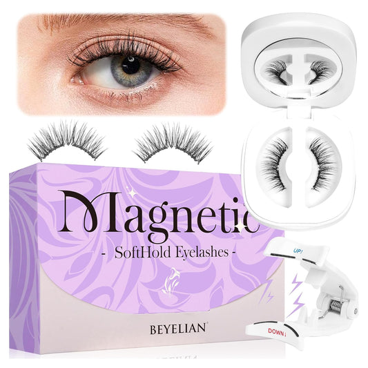 BEYELIAN Magnetic Eyelashes Natural Look Soft Magnetic Lashes with Applicator Reusable No Glue Needed False Eyelashes Easy to Wear and Remover