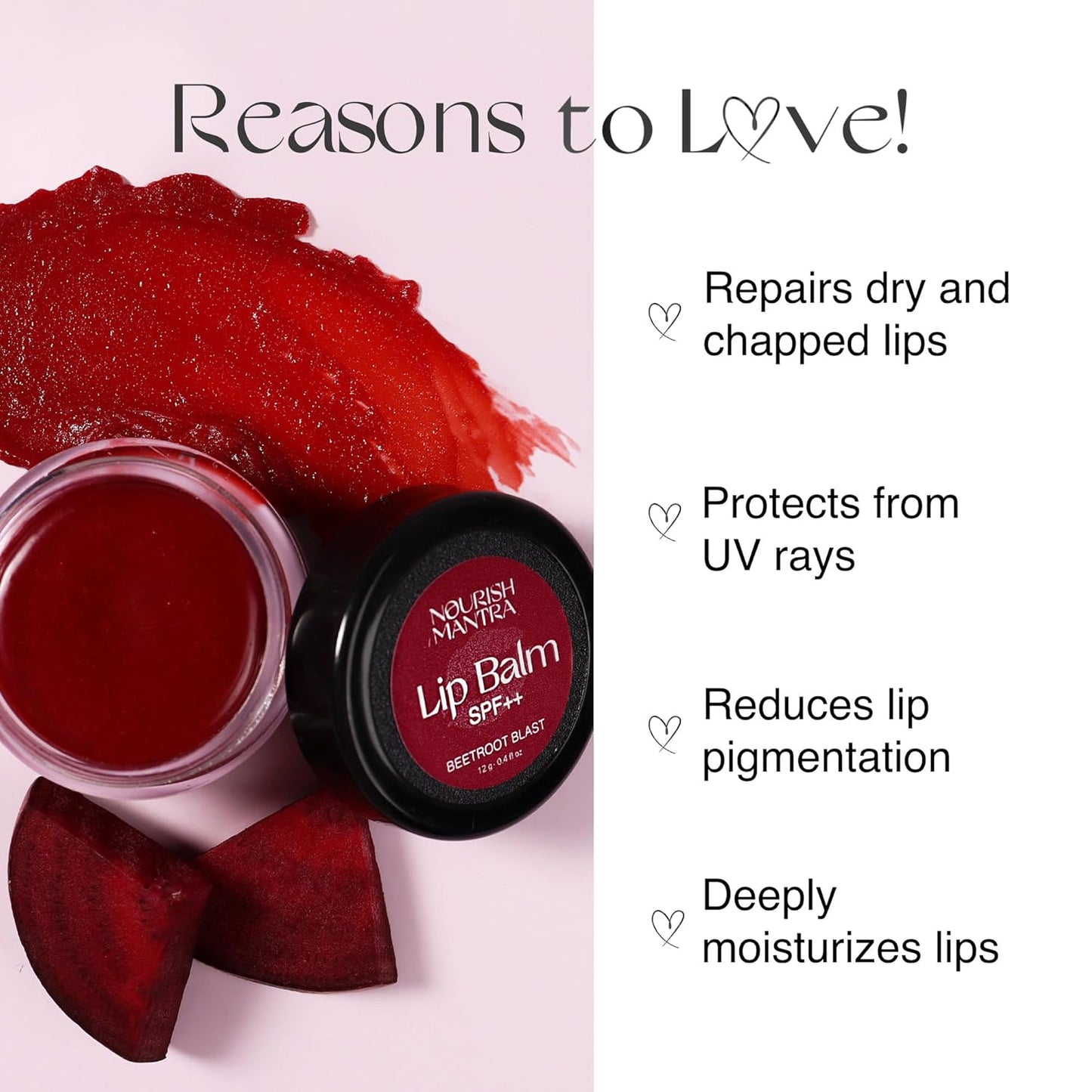 Nourish Mantra Beetroot Blast Lip Balm with SPF | Made with Olive oil, Shea Butter, Vitamin E and Avocado Oil | For Dry, Chapped & Dark Lips | Best for Both Women and Men | 12g (Pack of 3, Beetroot)