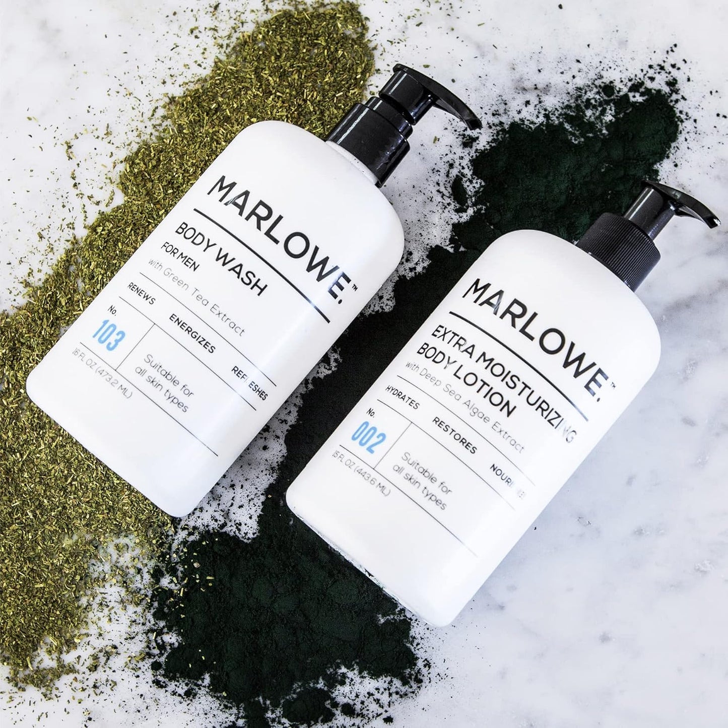 MARLOWE. No. 002 Body Lotion 15 oz Pump, Original, Revitalizing Dry Skin Lotion with Aloe Vera & Amino Acids, Hydrates & Nourishes, Lightly Scented