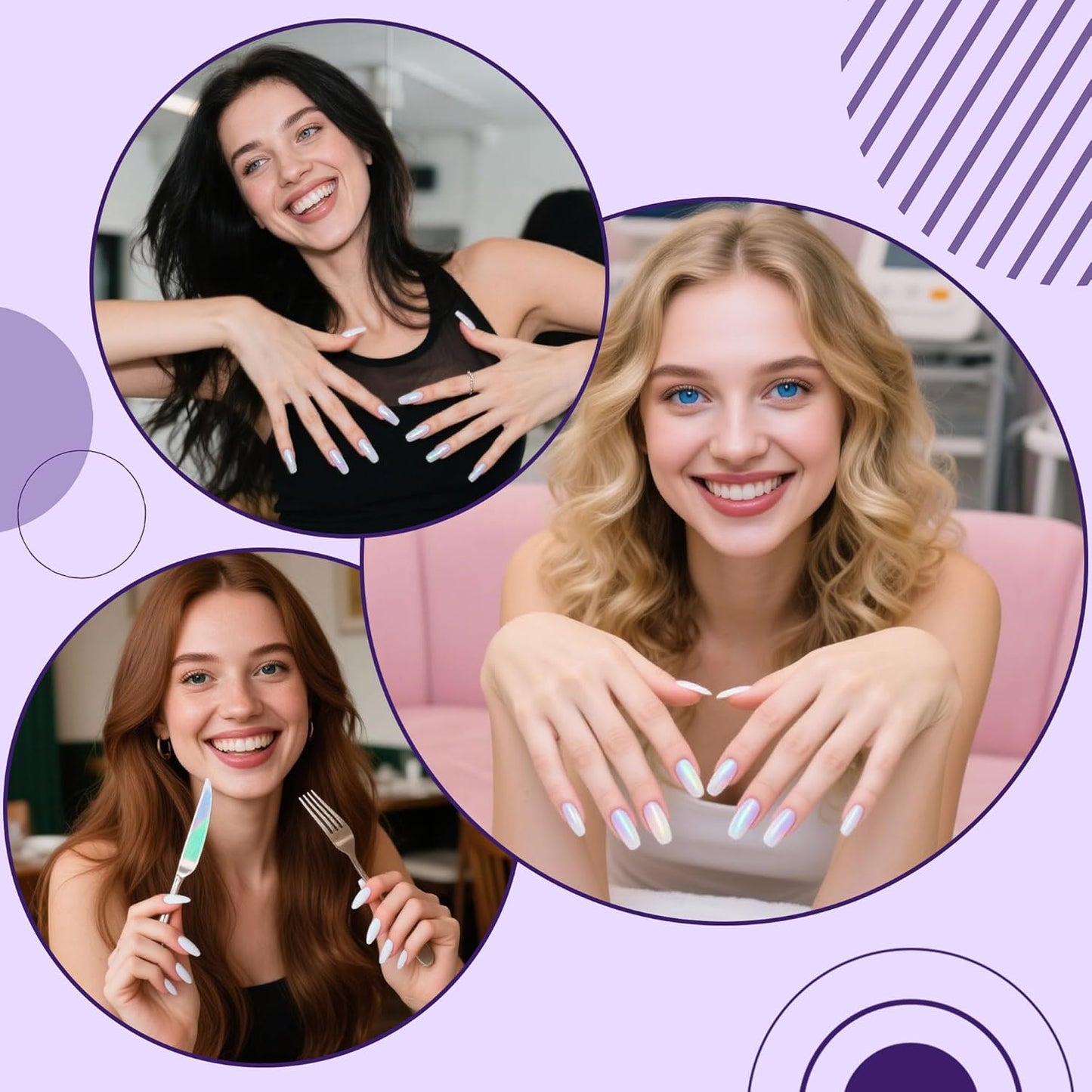 Artdone Chrome Nail Powder Magic White Pearl Kit Mirror Effect Silver Metallic Holographic Dip Nail Powder For Resin Craft & Nail Art Decoration