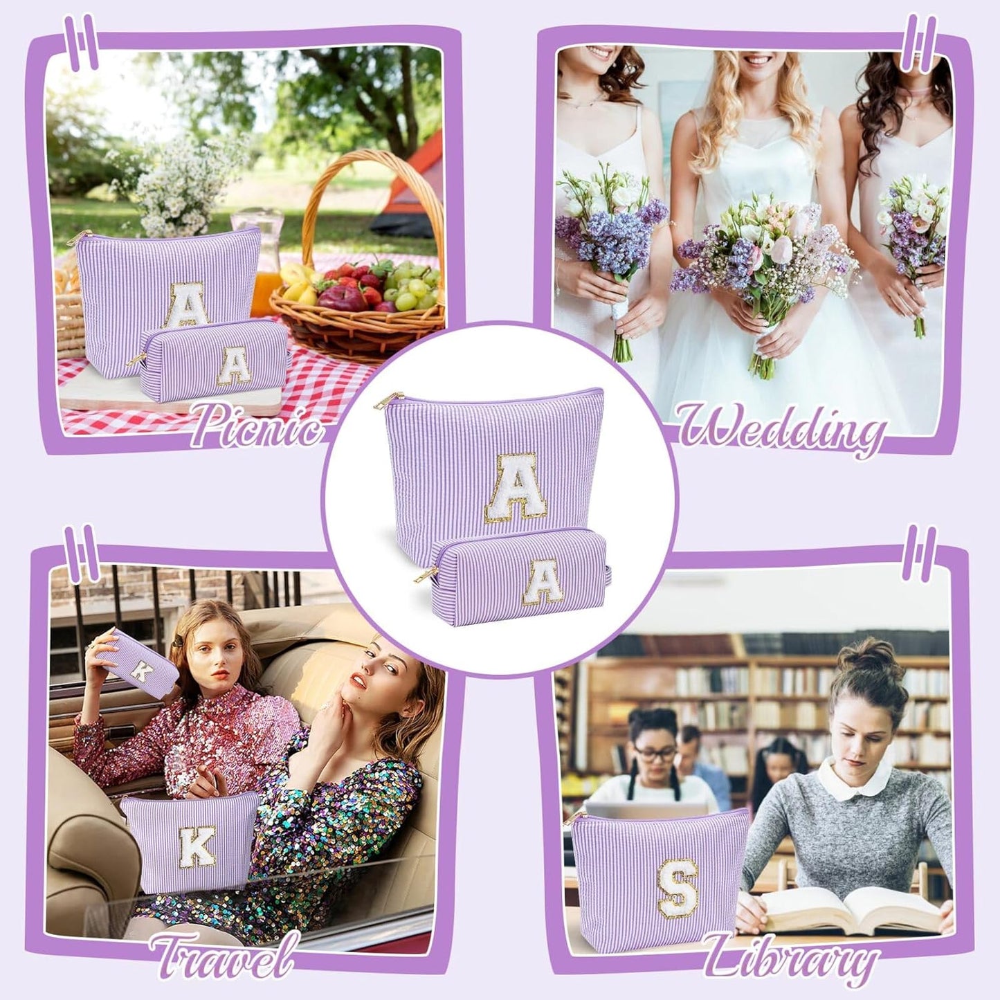 YOOLIFE Birthday Gifts for Women Mom - Makeup Bag Gifts Idea for Her Mom Teacher | Personalized Cute Initial Makeup Bag Pouch for Women Friends Female Girlfriend Wife | Cosmetic Travel Toiletry Bag I