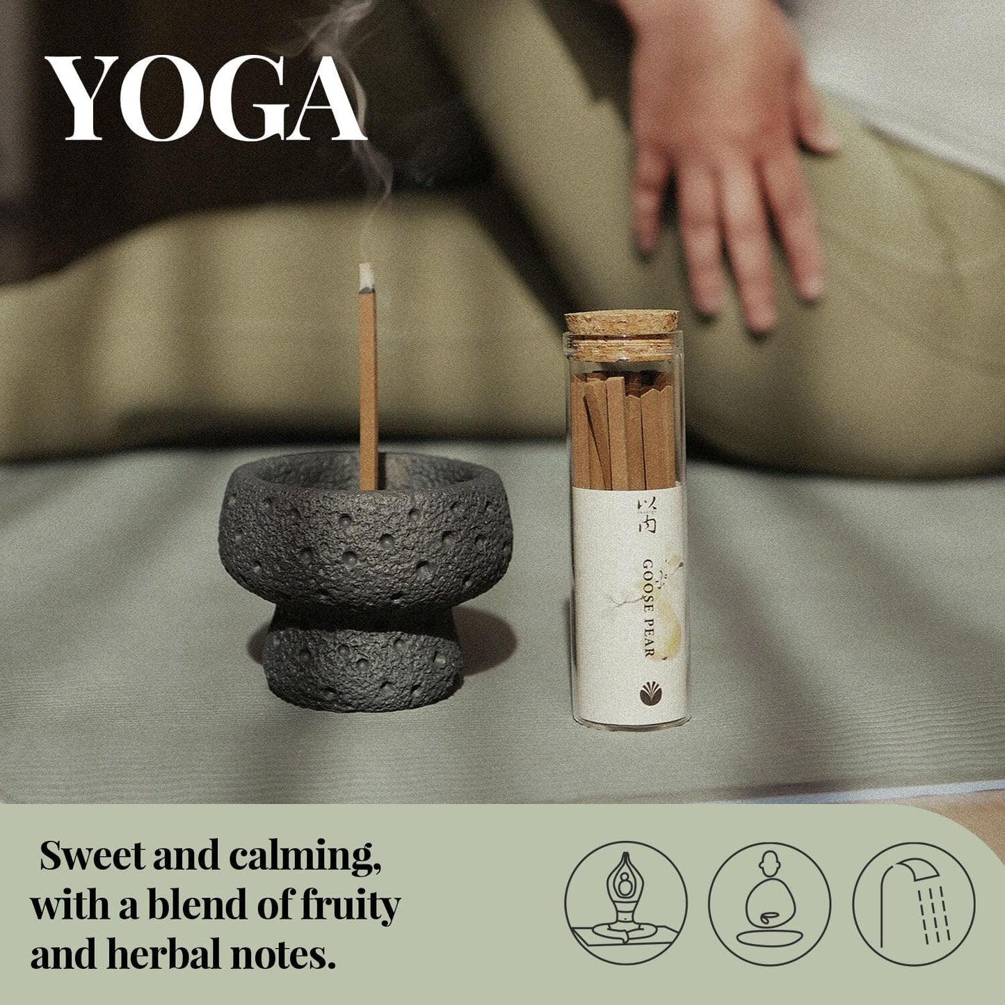 Yoga & Relaxation - Innergy Goose Pear Incense Sticks, Natural Fruity-Herbal Blend Yoga Incense